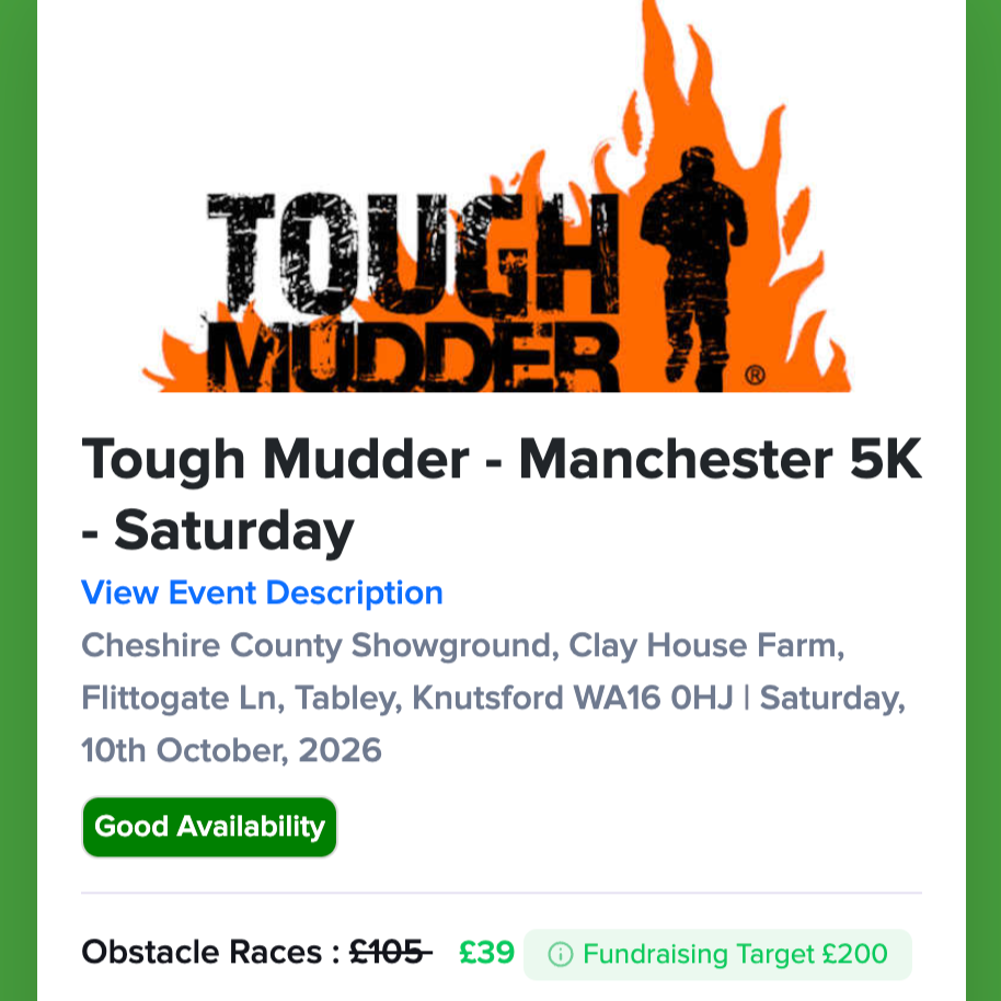 Tough Mudder - Manchester 5k Oct 2026