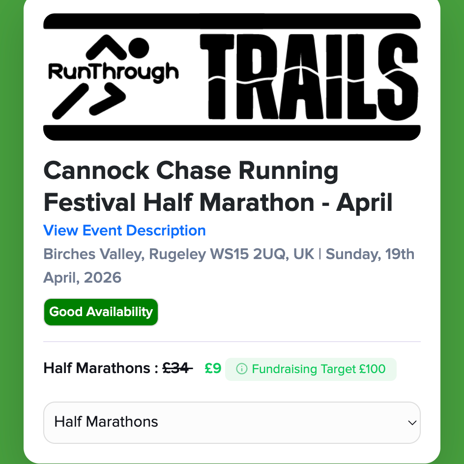 Cannock Chase Trail Half Marathon April 2026