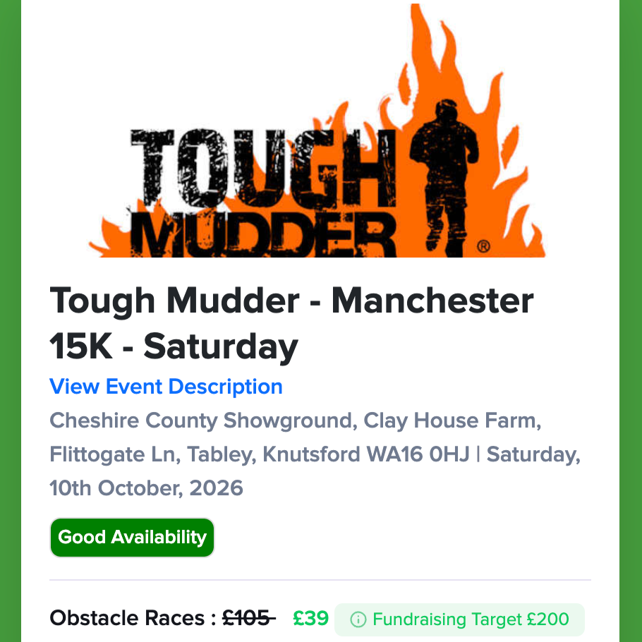 Tough Mudder - Manchester 15k Oct 2026