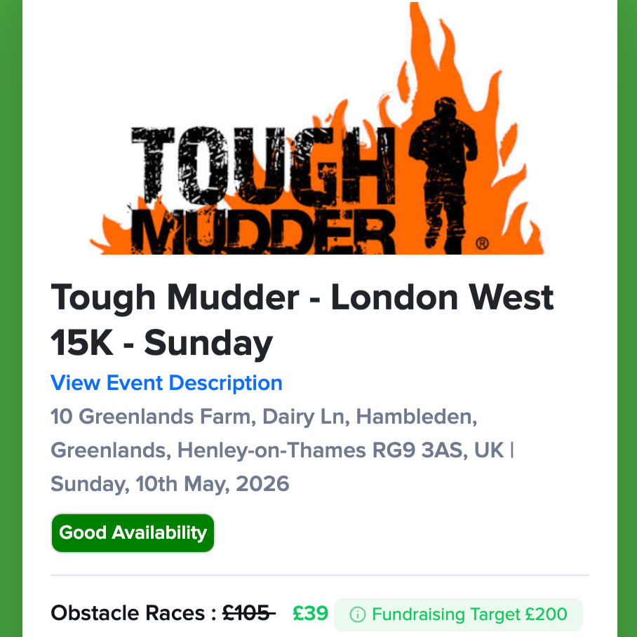 Tough Mudder - London West 15k May 2026