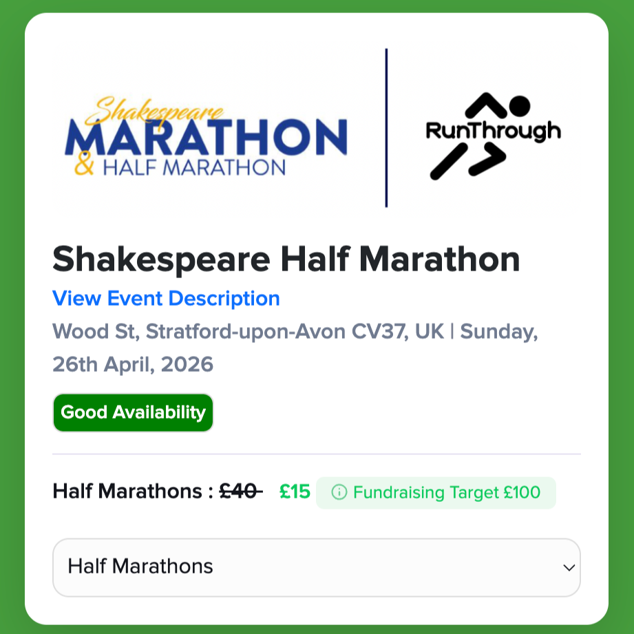 Shakespeare Half Marathon Stratford-upon-Avon April 2026