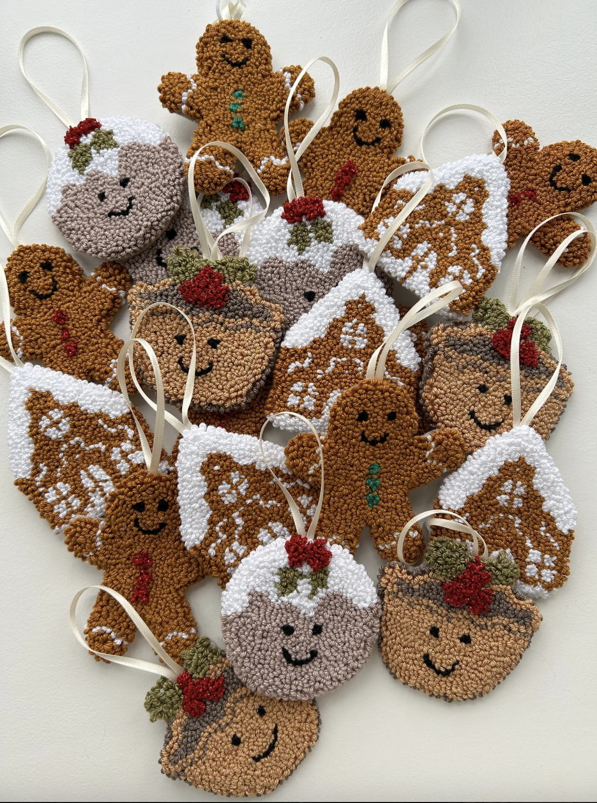 Christmas punch needle embroidery tree decoration with Katie