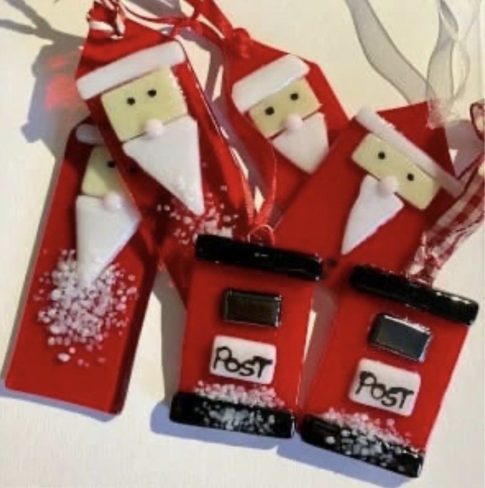 Fused glass hanging Christmas decorations