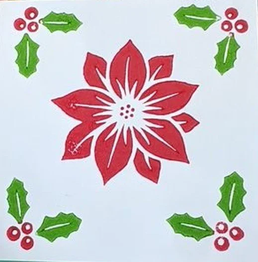 Block printed Christmas napkins