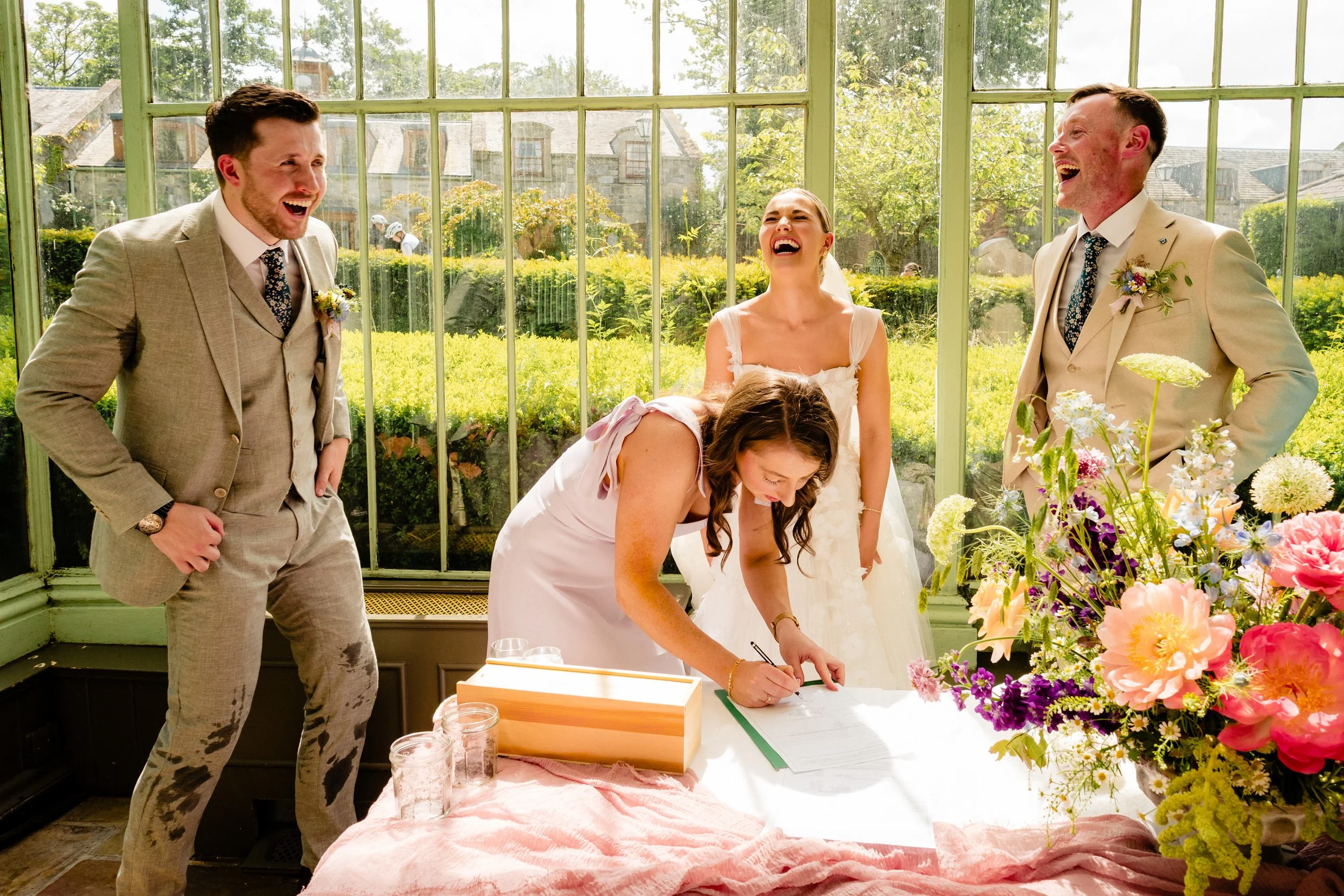 Natural fun moments of the ceremony at Cliff at Lyons are captured by Kildare wedding photographer