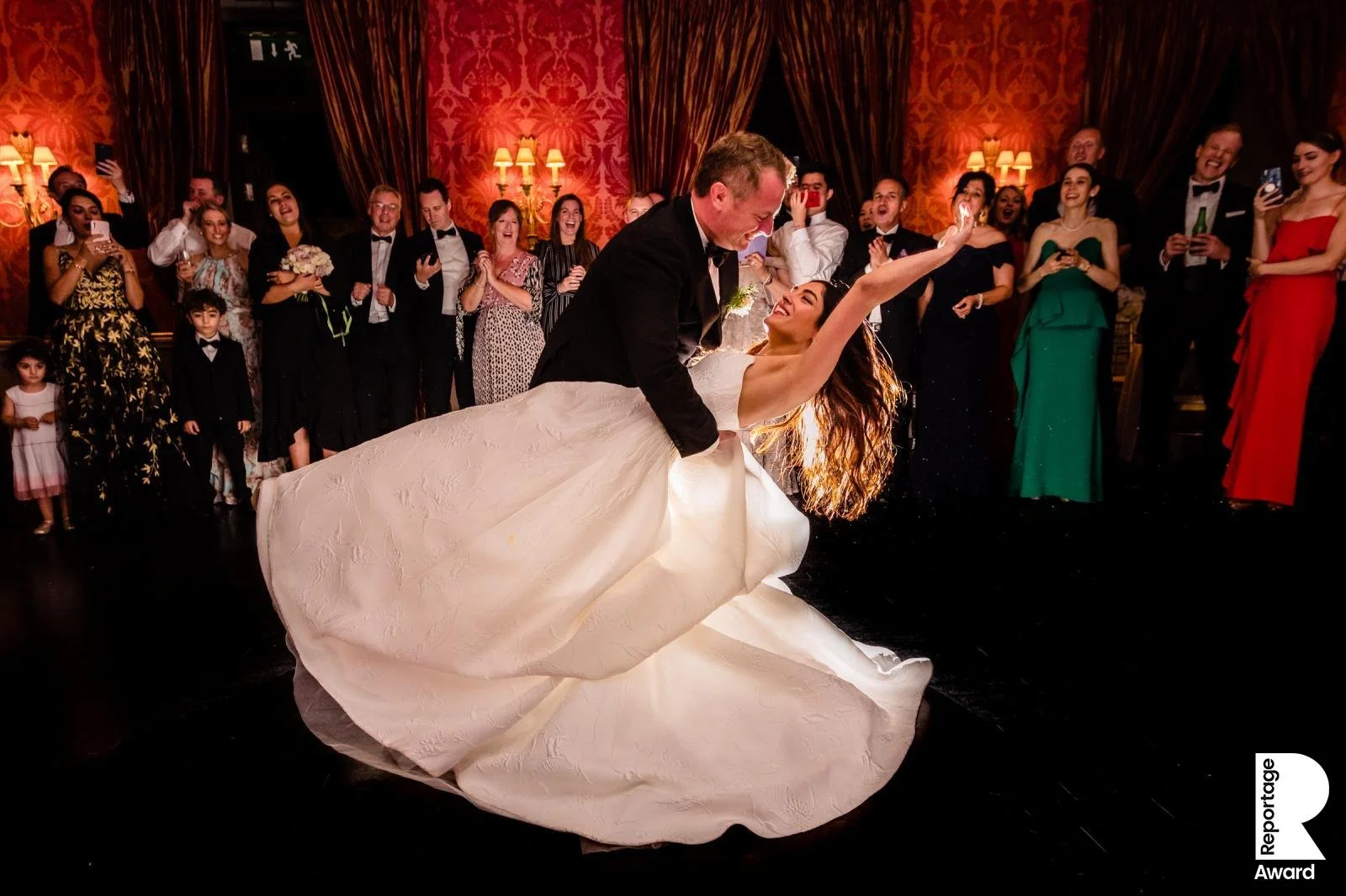 Elegant black tie wedding photography for a first dance at Ballyfin Demesne wedding