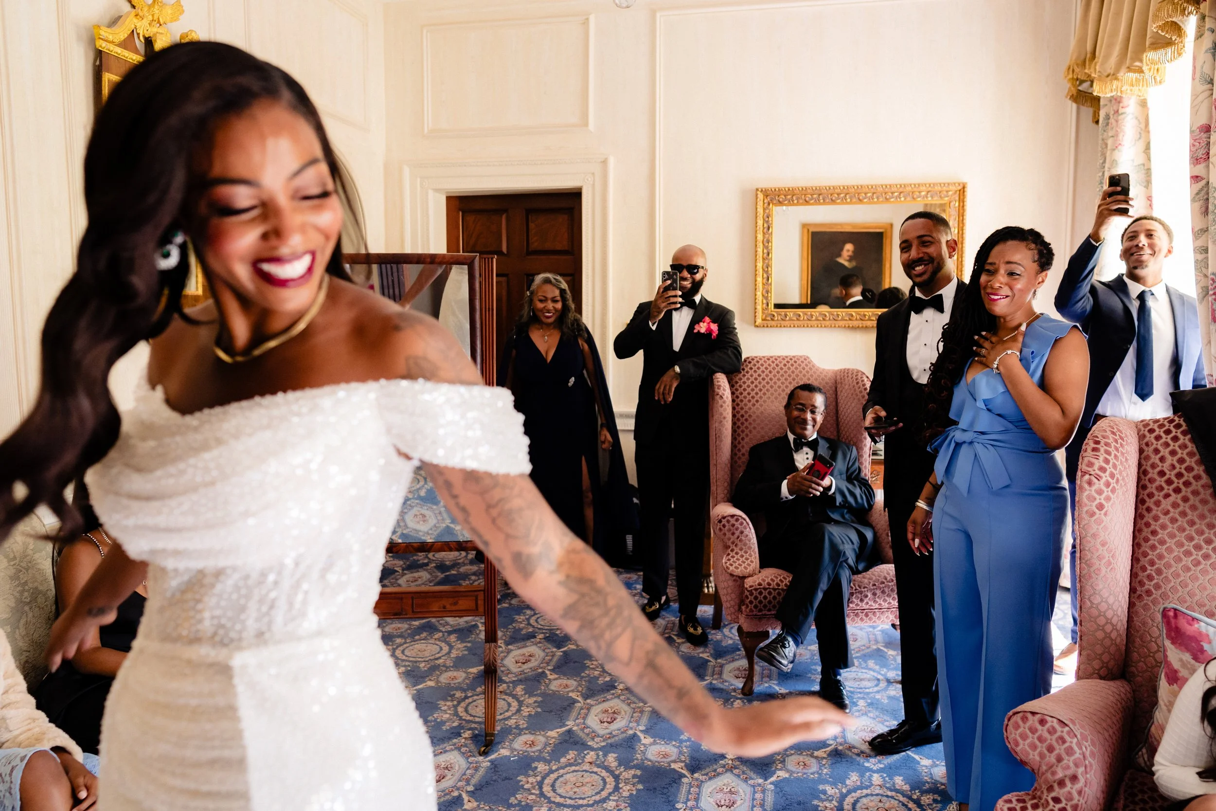 Award winning documentary wedding photography of a bride getting ready in the bridal suite at the K Club