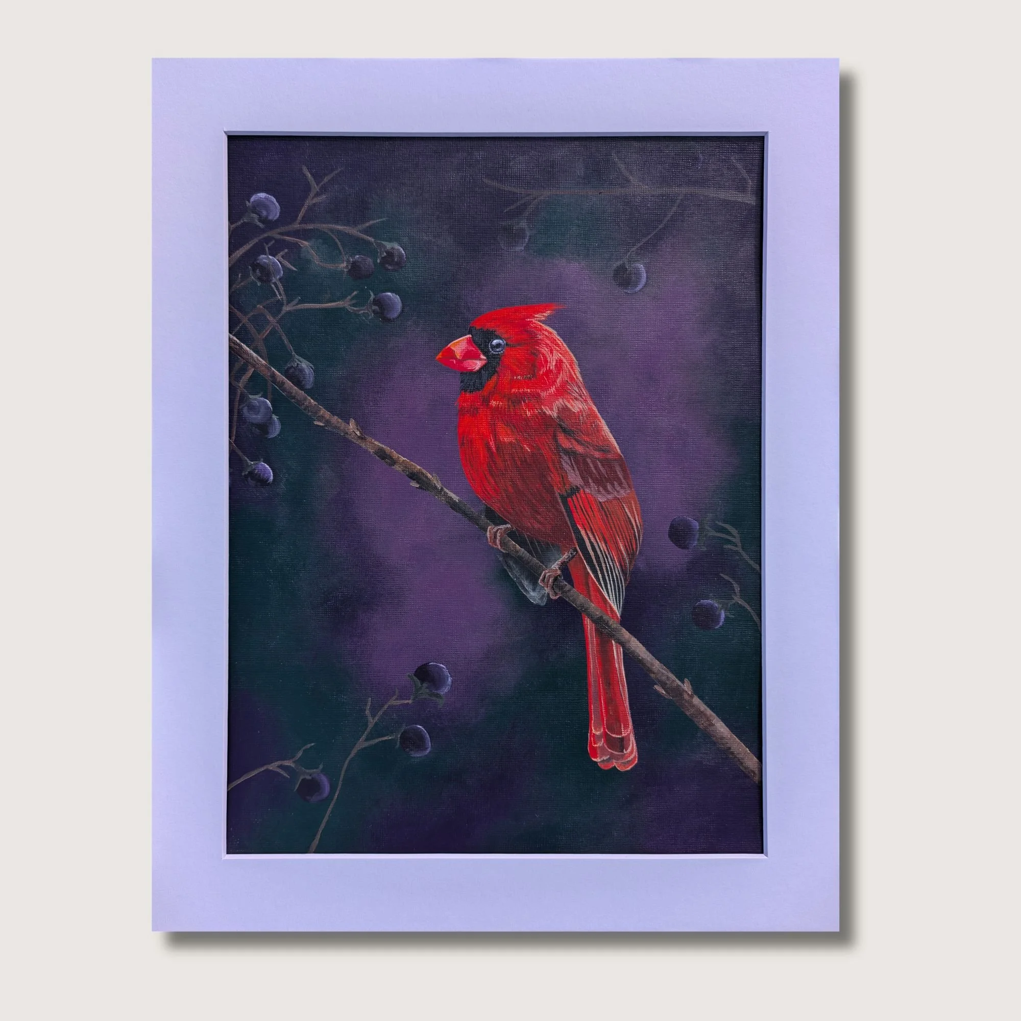Dark Botanical Cardinal Painting