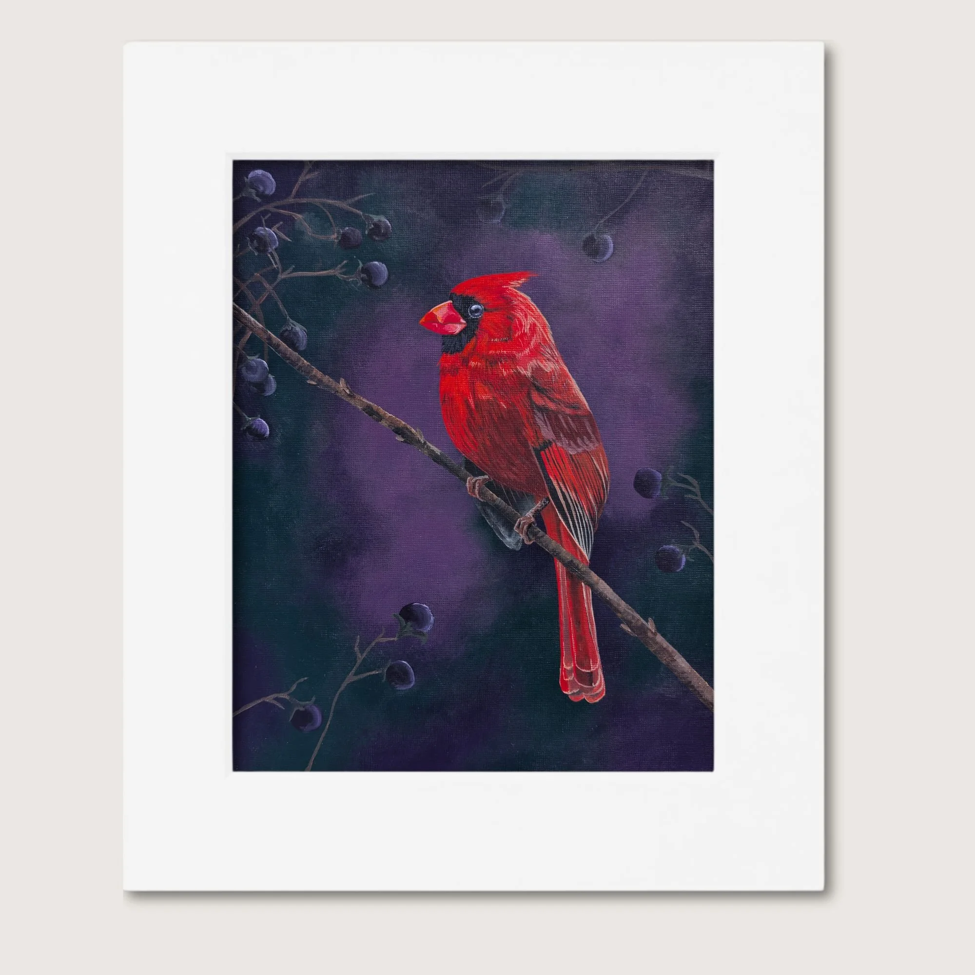 Dark Botanical Cardinal Painting
