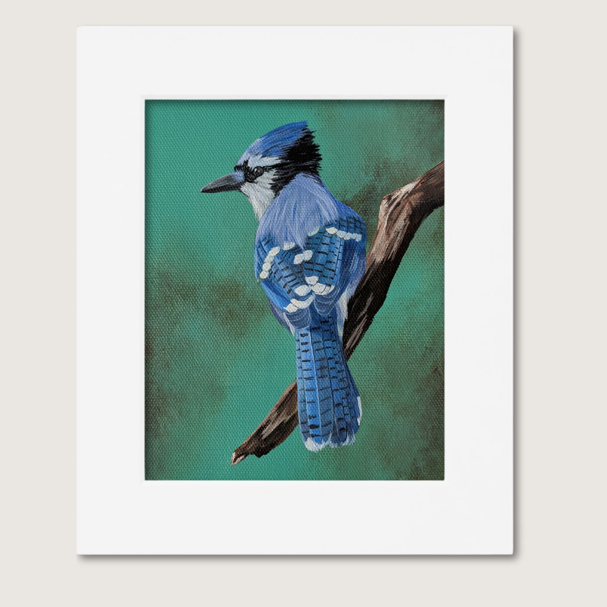 Perched Blue Jay Painting