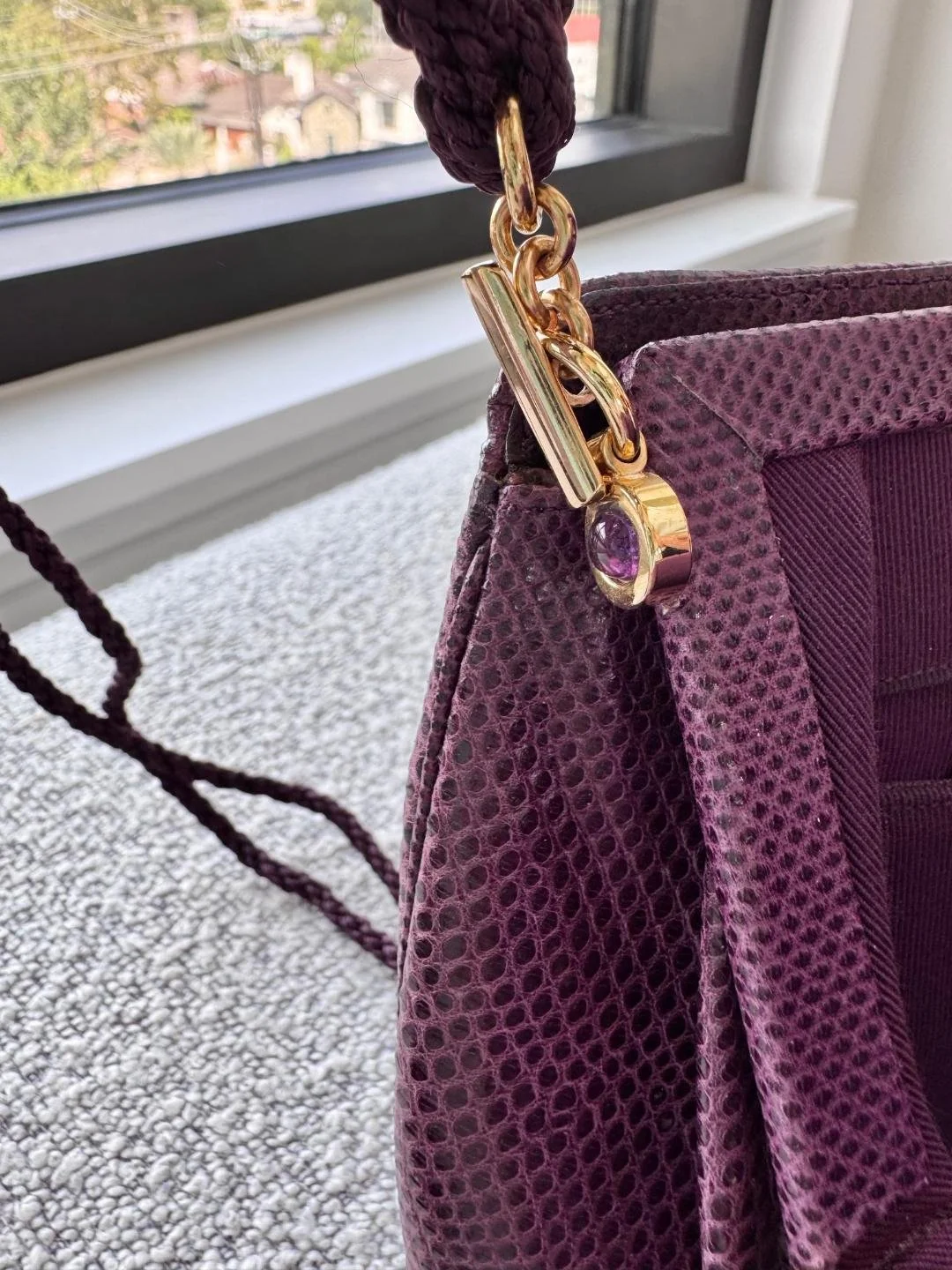 Judith Leiber Plum Lizard Skin Evening Bag