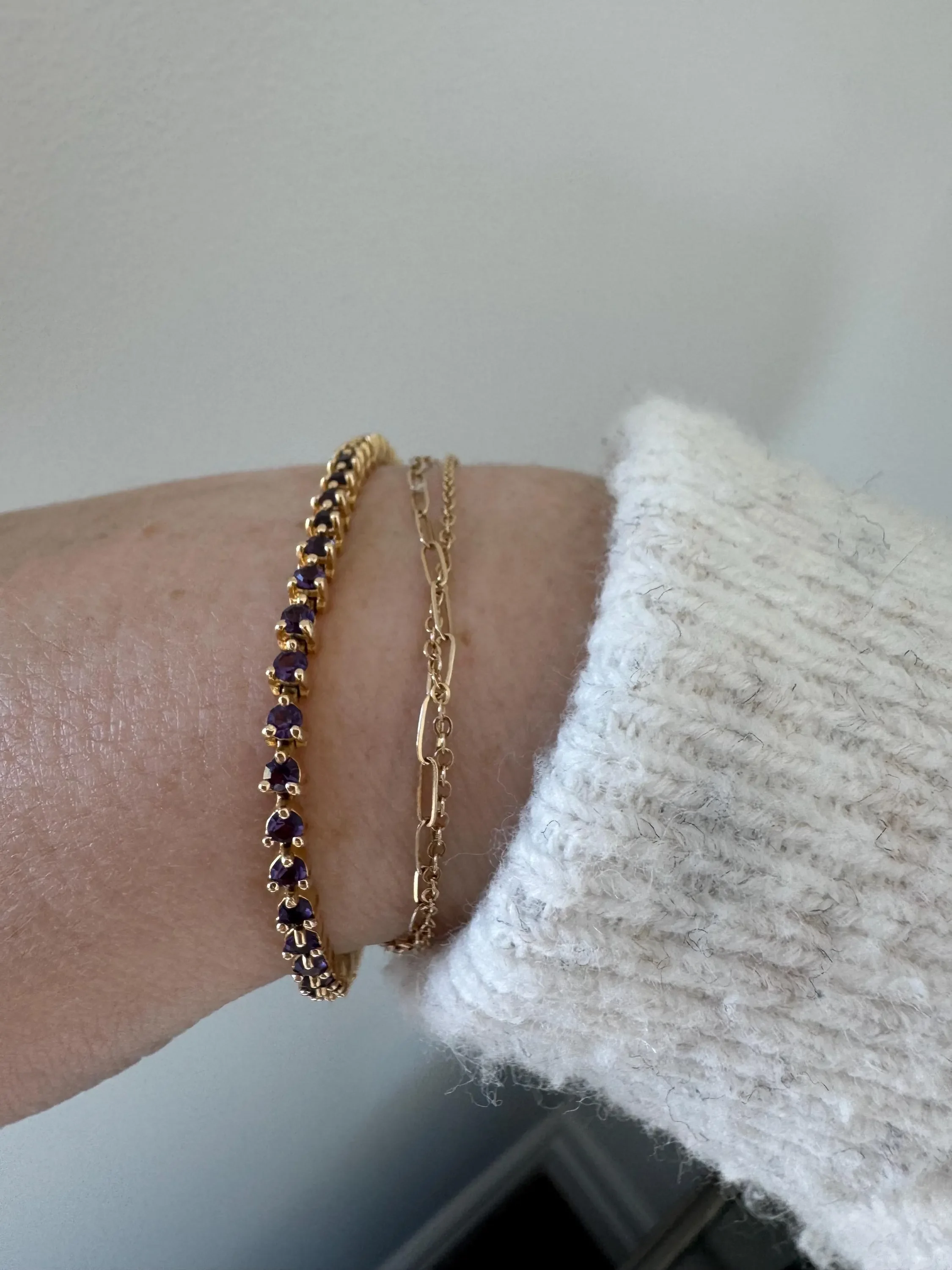 Estate 14k Gold and Amethyst Tennis Bracelet