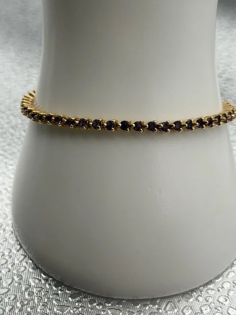 Estate 14k Gold and Amethyst Tennis Bracelet