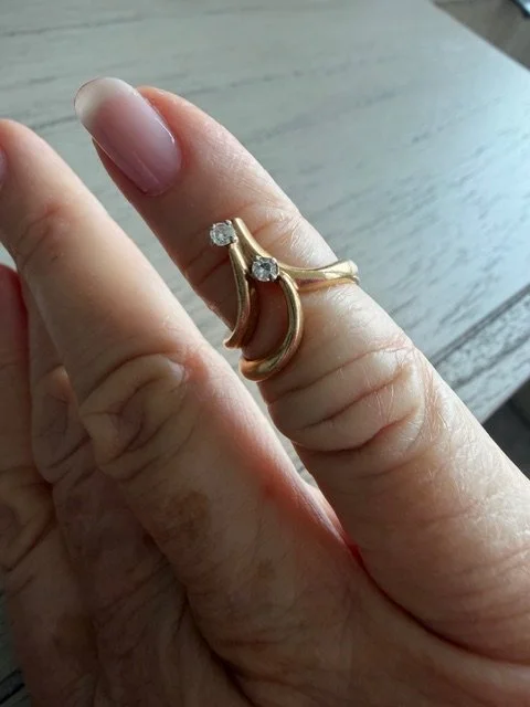 Vintage 14K Gold Diamond Bypass Ring