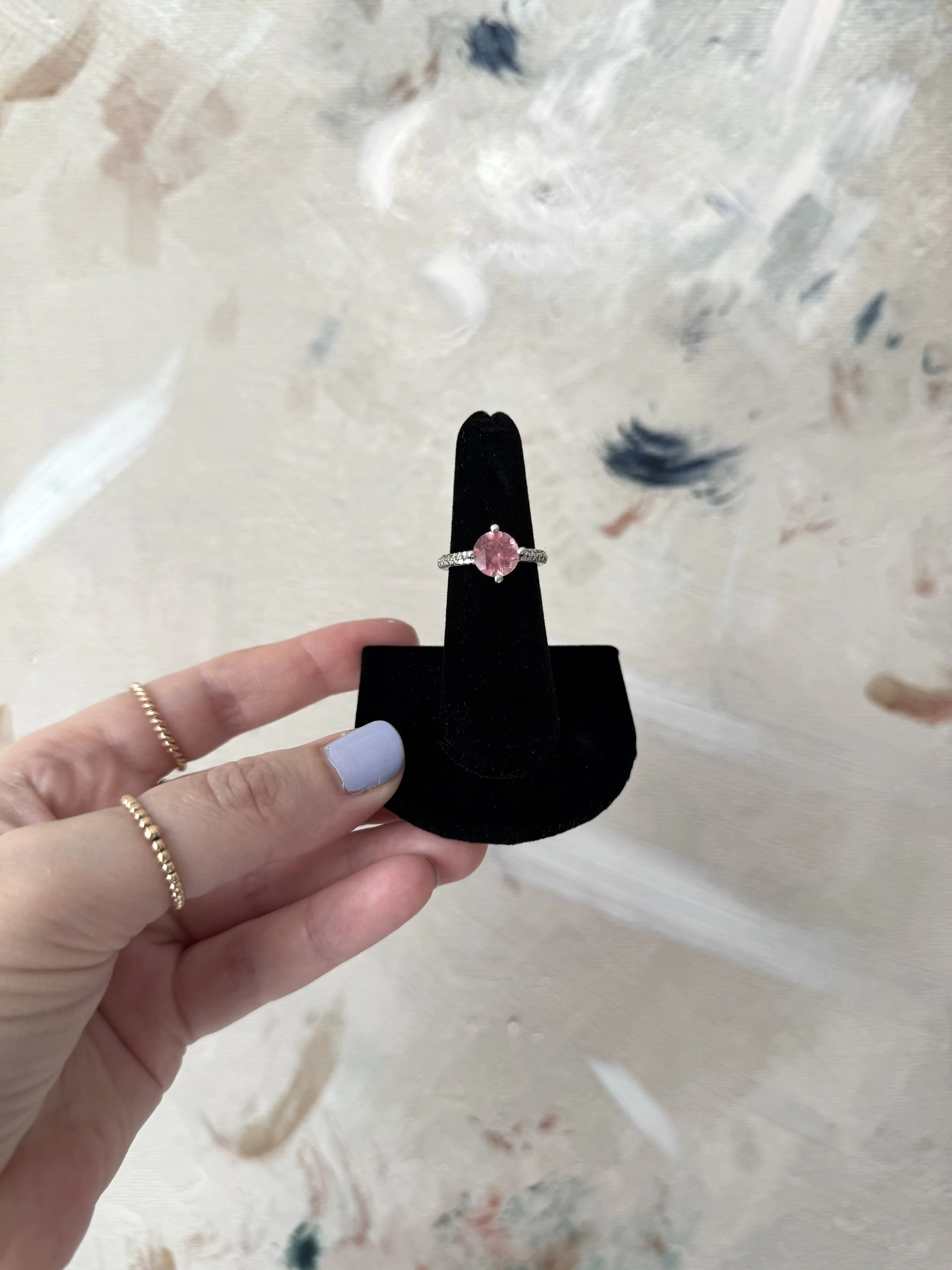 Pink Sapphire Diamond Ring