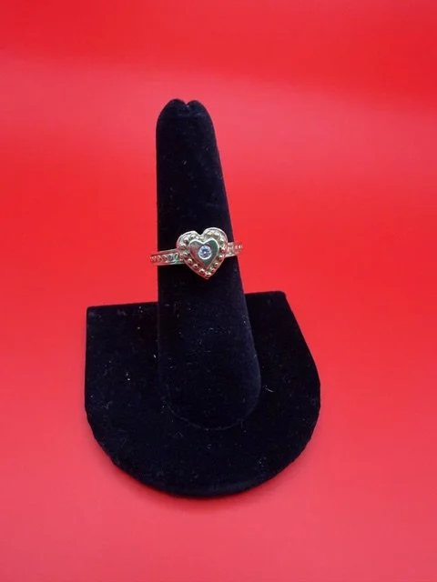 14K Yellow Gold Heart Ring with Diamond