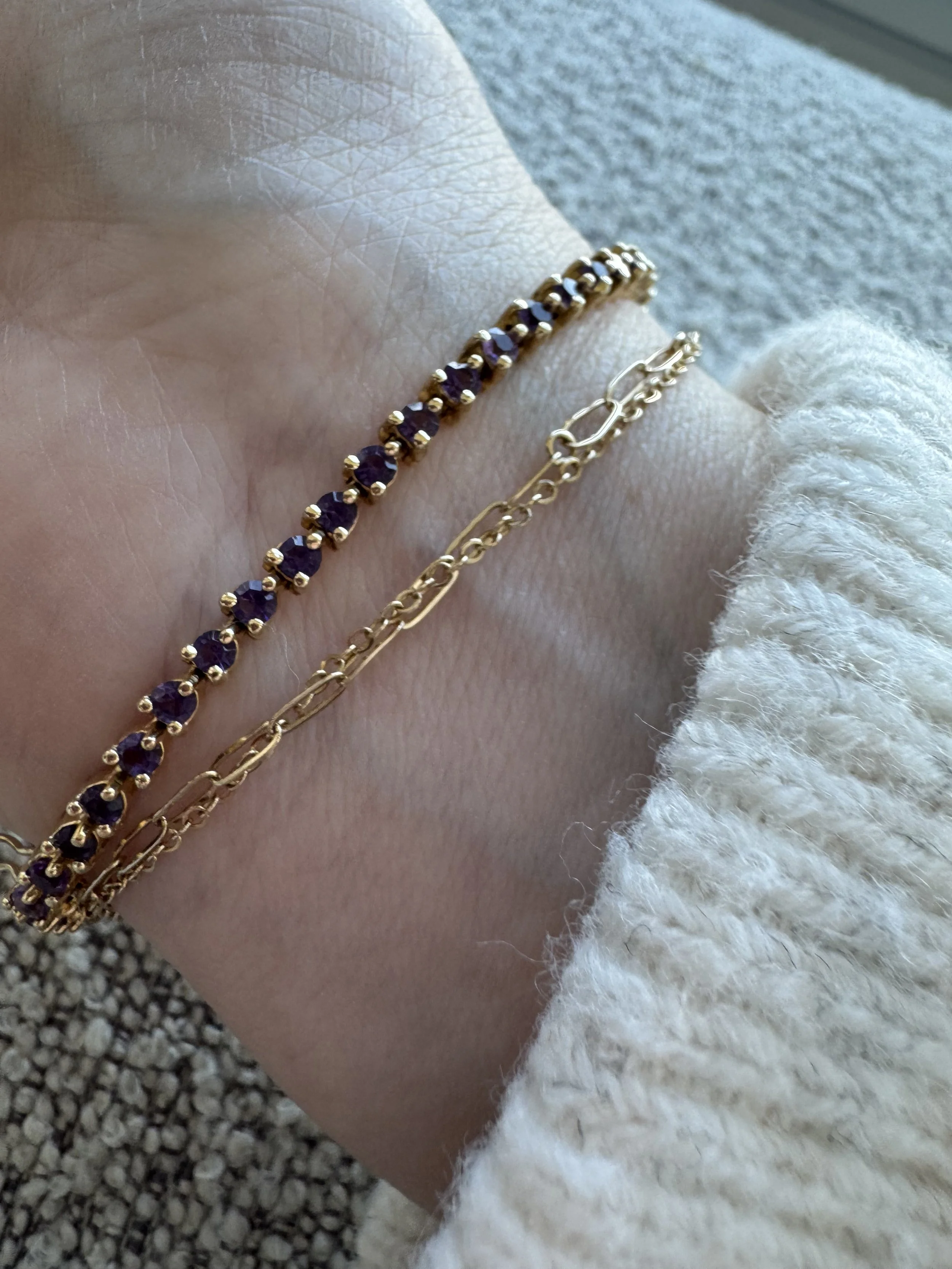 Estate 14k Gold and Amethyst Tennis Bracelet