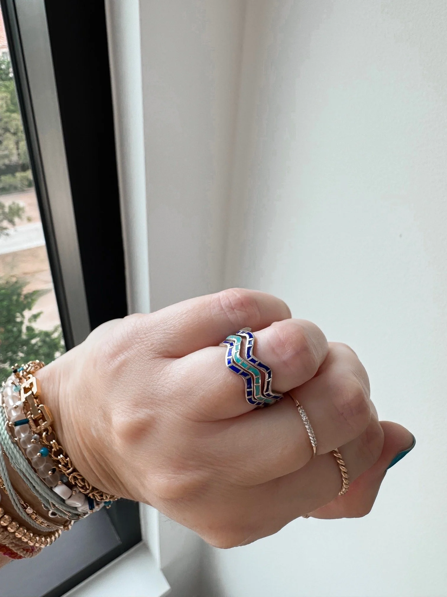 Wavy Blues Stacking Rings