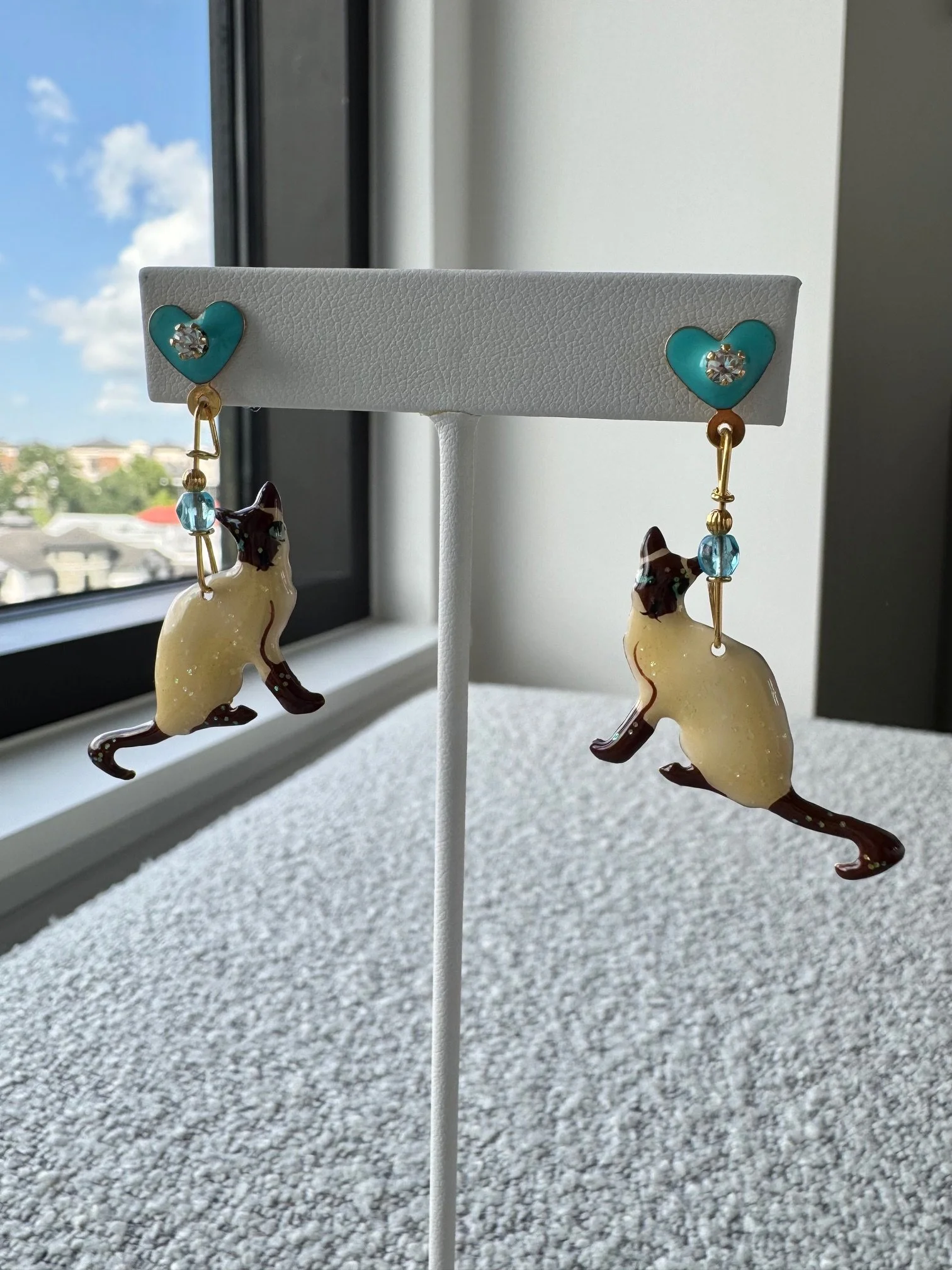Lunch at the Ritz Siamese Cat Earrings