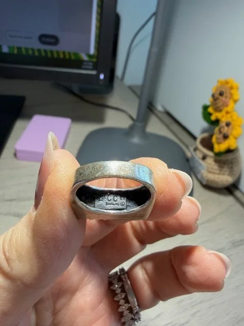 Sterling Silver Ring with 4 14K Gold Heart Accents