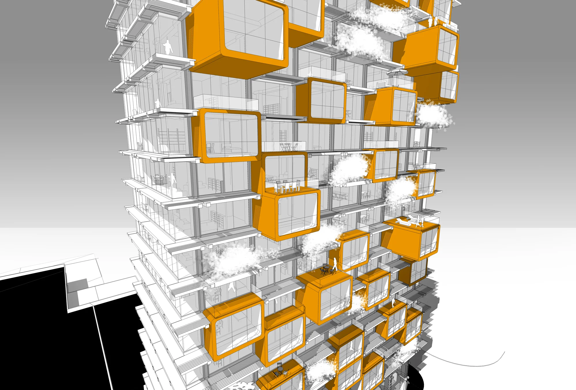Wohnraumerweiterung durch aufgesetzte frei tragende Kuben