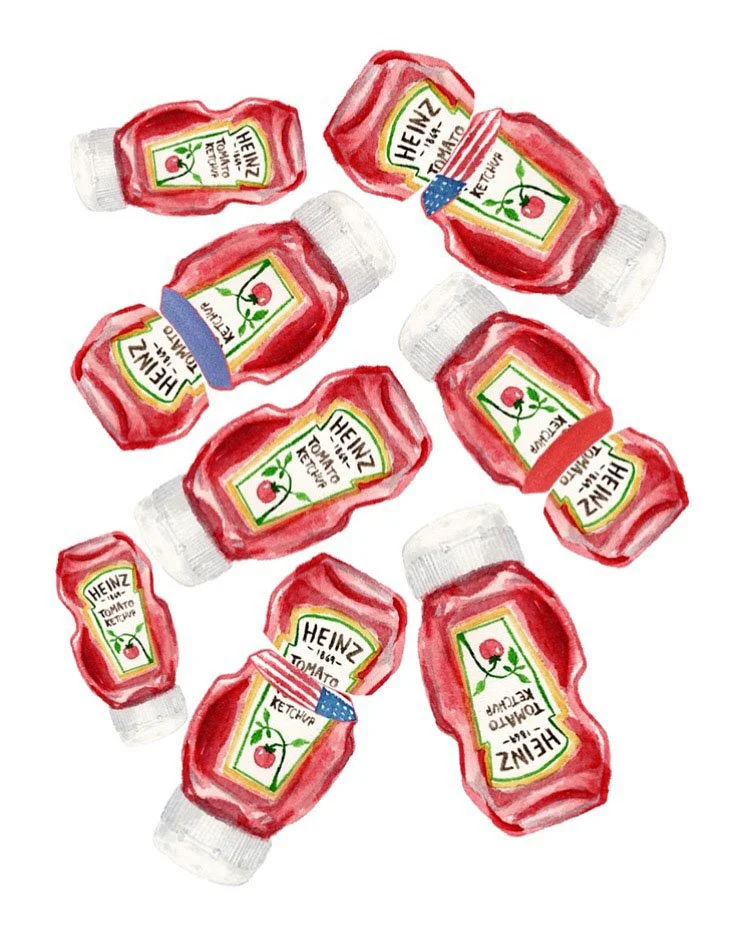 Choice of Condiment Pt.1 - Watercolor Mixed Media, 2016, 22"x30"