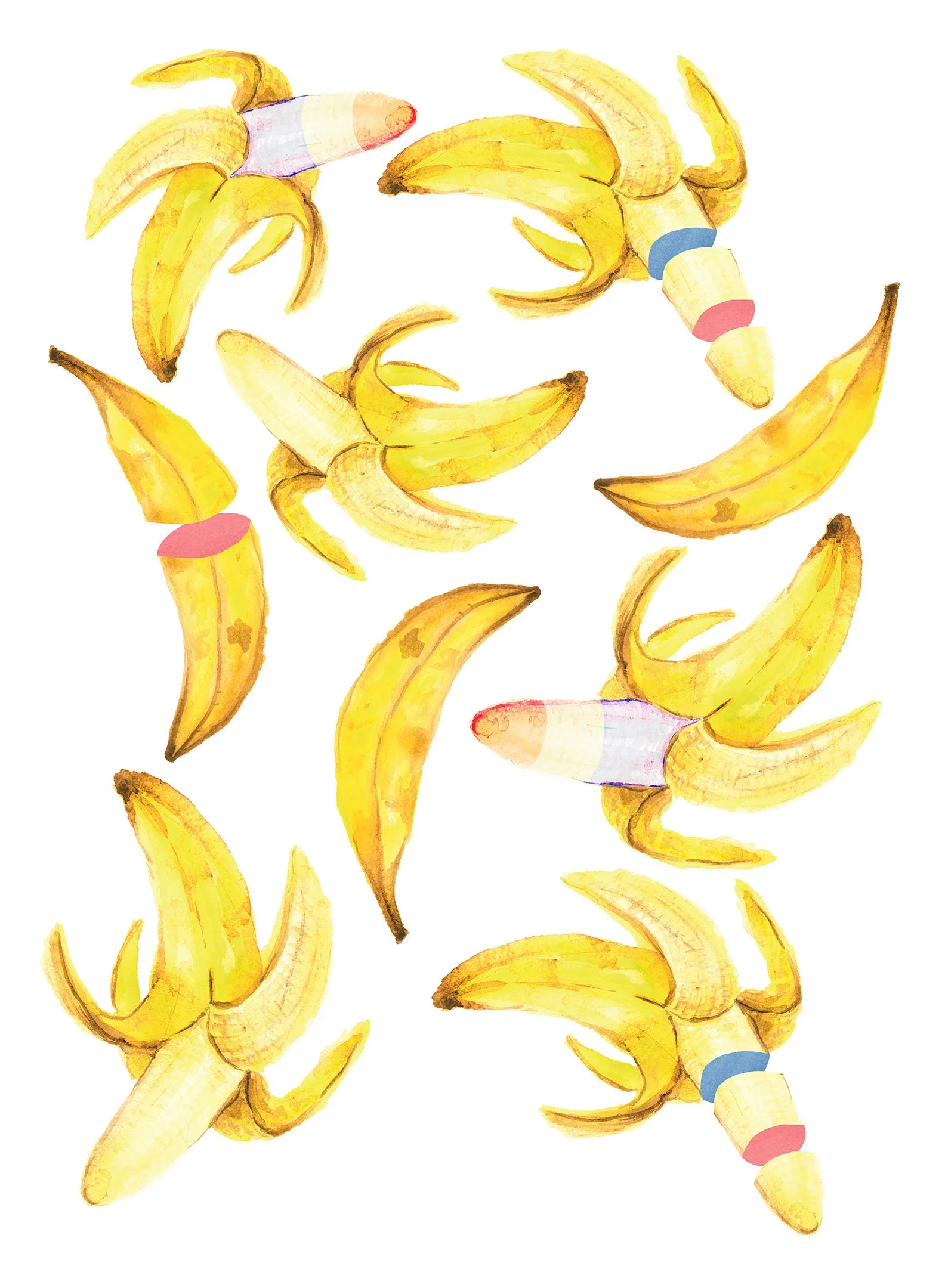 Asian American Banana - Watercolor Mixed Media, 2016, 22"x30"