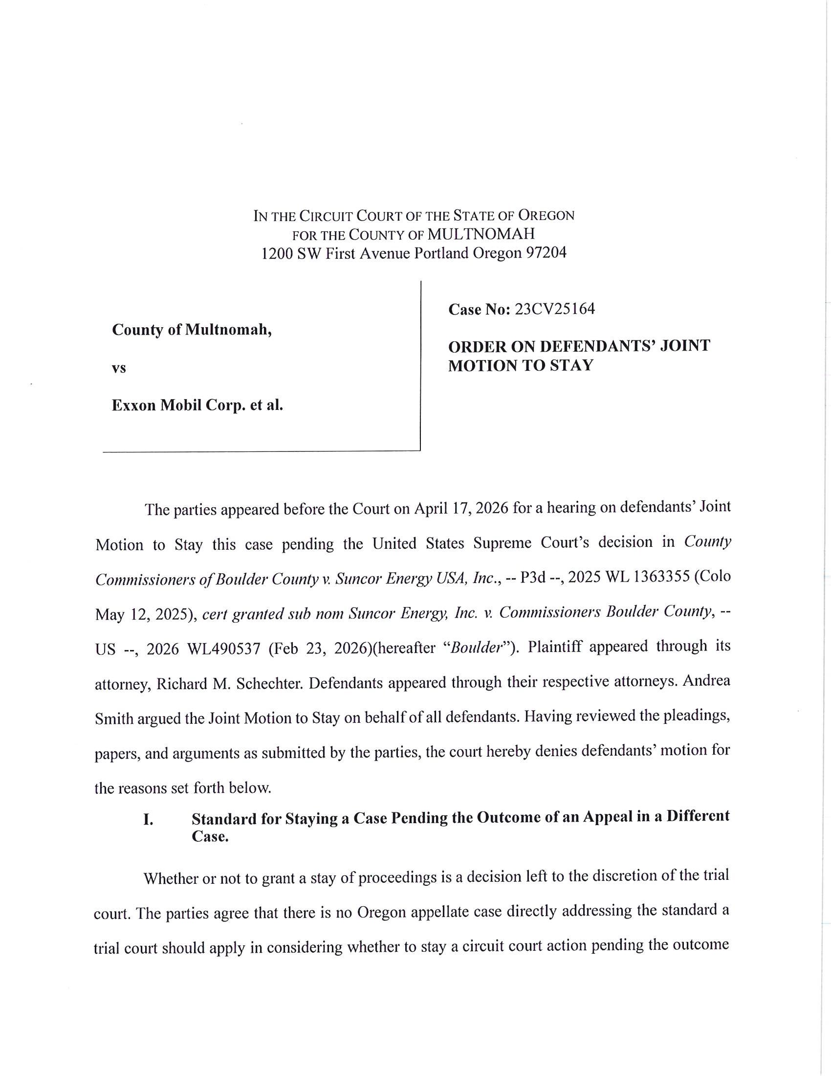 Court Stays the Course -- Denies Defendants' Latest Attempt to Delay Justice