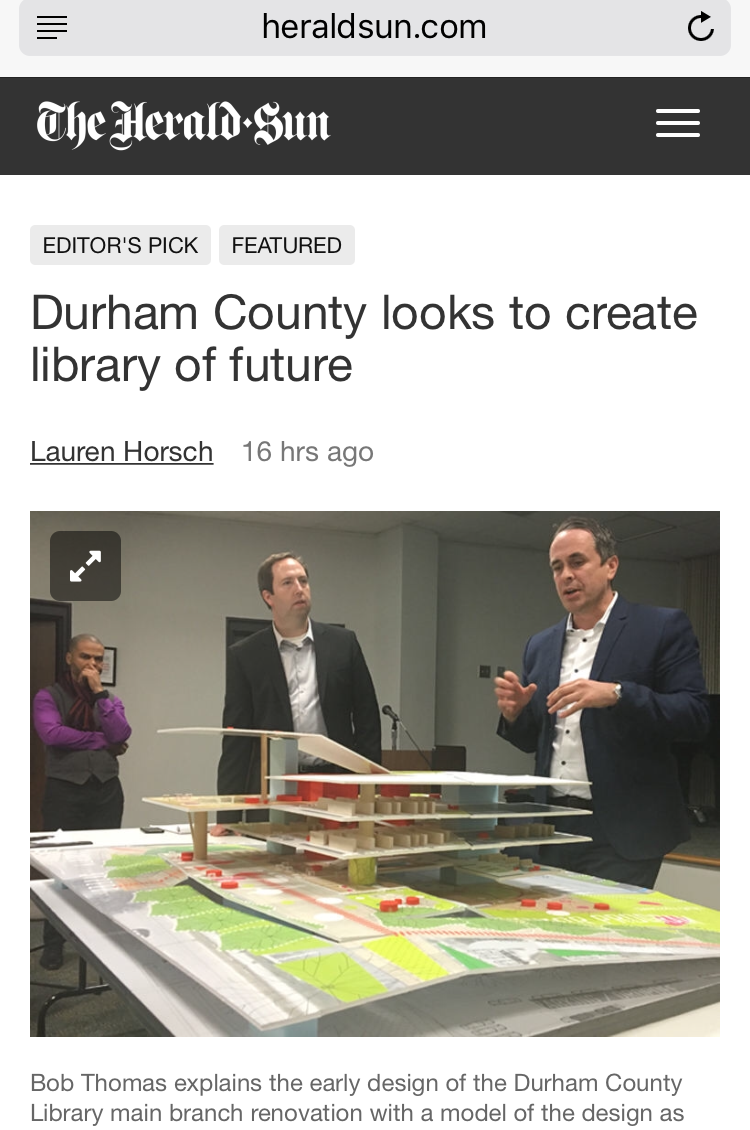 Robert Thomas, lead designer of the Durham Main Library in Durham North Carolina
