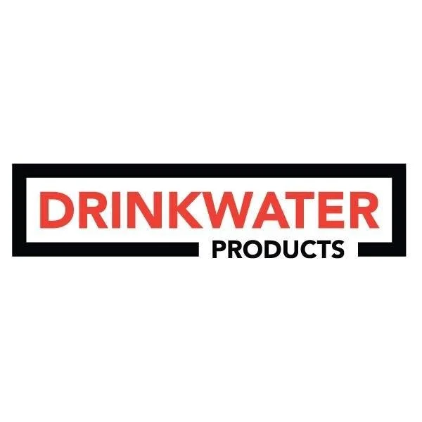 Logo for Drinkwater Products with bold red and black text.
