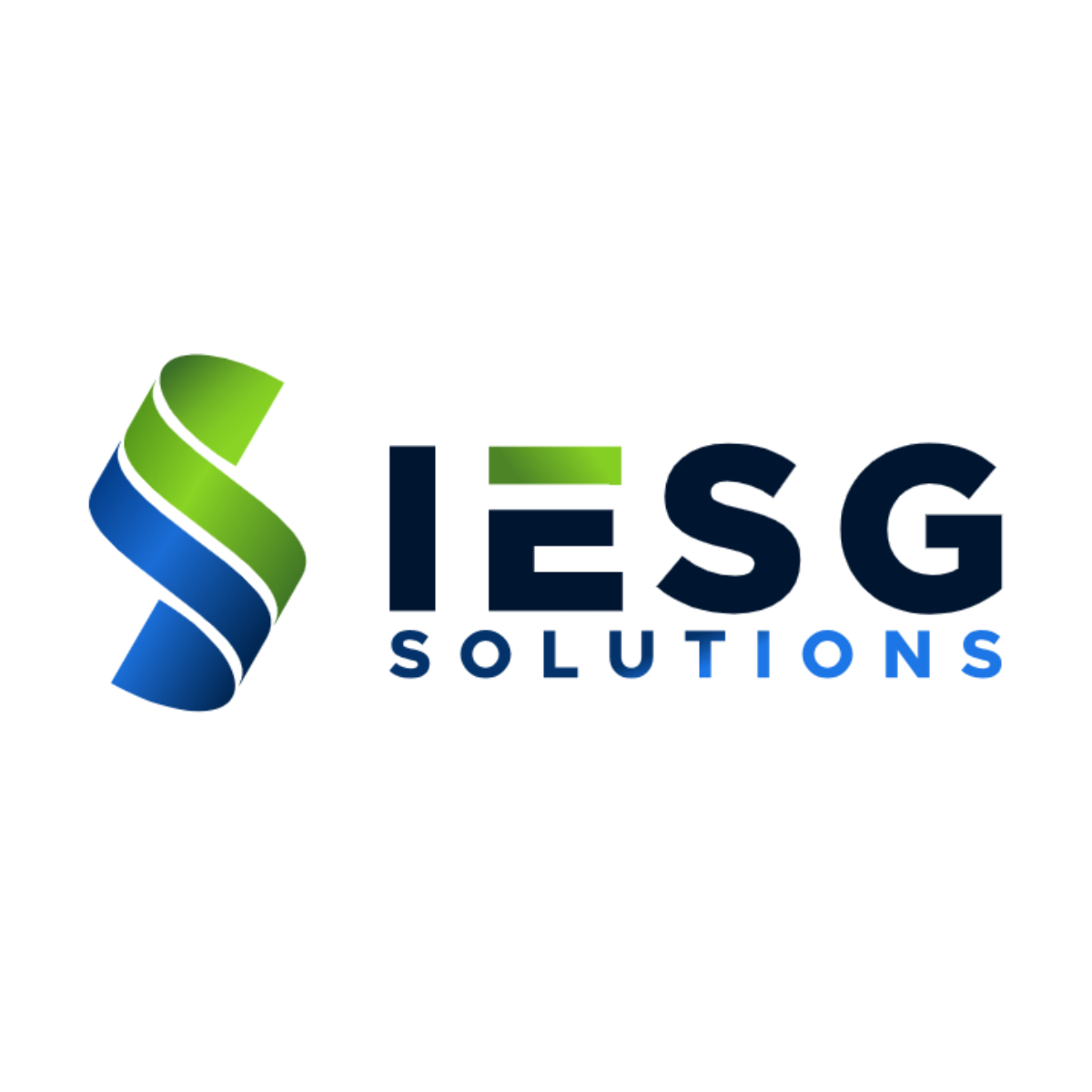 Logo of IESG Solutions with a stylized letter 'S' in green and blue, and the company name in bold black and blue text.