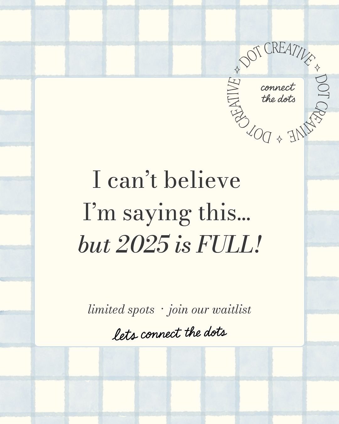 We're FULLY booked!! 🥹✨ 

Can't thank you all enough for the love and support. 

If you&rsquo;ve been wanting to work with us, this is your sign! The waitlist is up in our bio, so make sure to secure your spot to start working together on 2026! 🪩