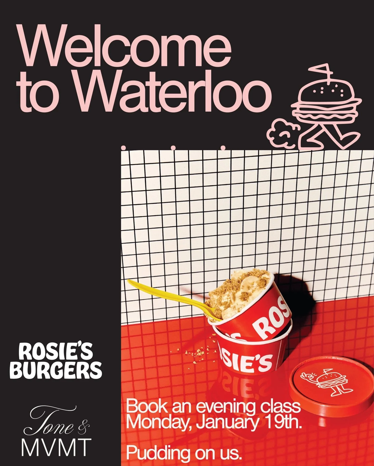We love a collab. Clearly. @rosiesburgers x @toneandmvmt 

Welcome to Waterloo, Rosie&rsquo;s.
Book an evening class Jan 19 &rarr; banana pudding, our treat.
Giveaway live: 4 Reformer credits, Rosie&rsquo;s tee + gift card.

To enter: follow both, ta