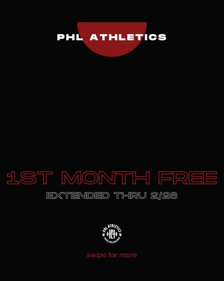 New Year, New Gym, New You promo EXTENDED! 
Same bank account until March! 😌

Sign up now through February 28th &amp; get your 1st month FREE! No membership fees due until March 1st!

Train now. Get stronger. Come hang out with us at PHL Athletics a