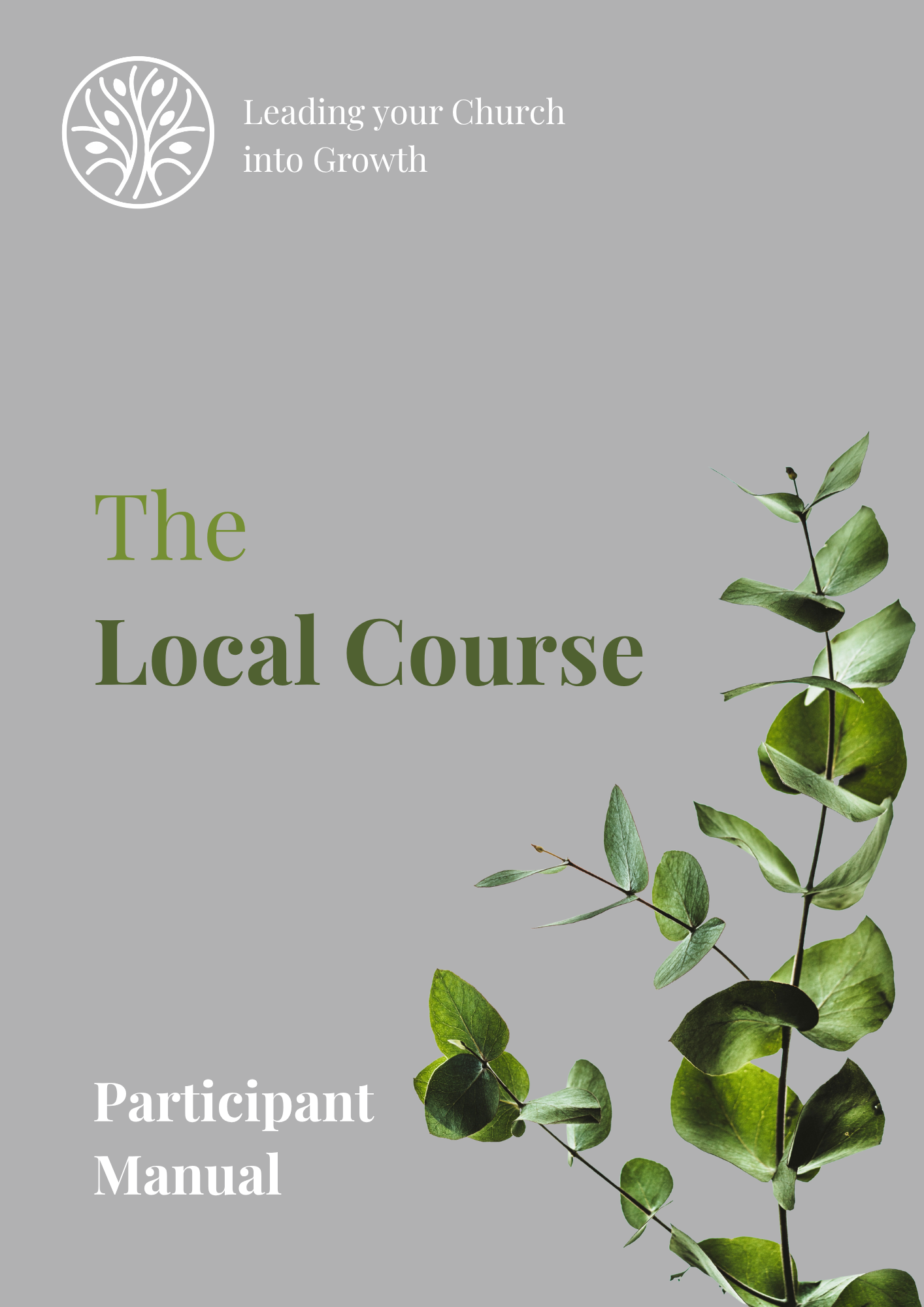 A book cover titled 'The Local Course' with a green background and a vertical plant with green leaves.