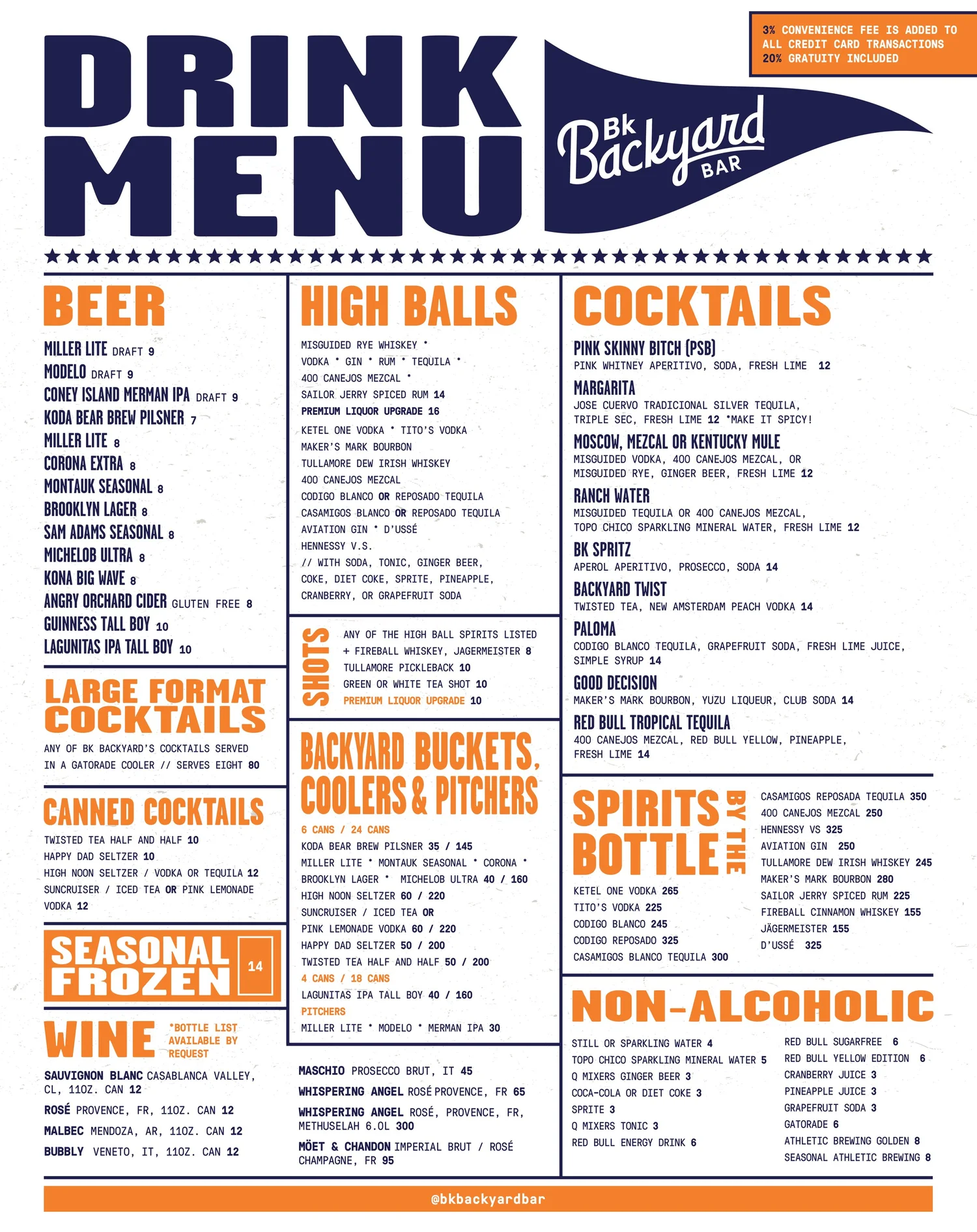 Menu — BK Backyard Bar