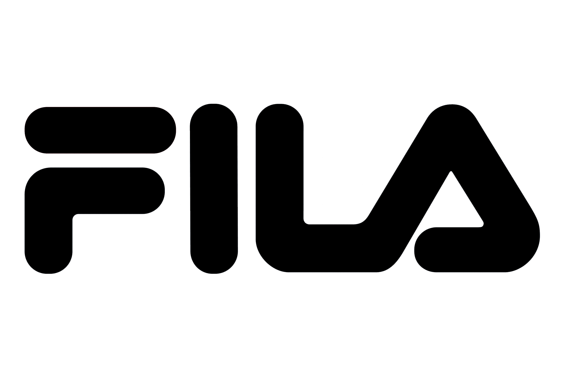 Black background with the word 'FILA' written in large, outlined, stylized letters.