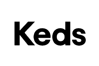 Keds logo in black on a black background