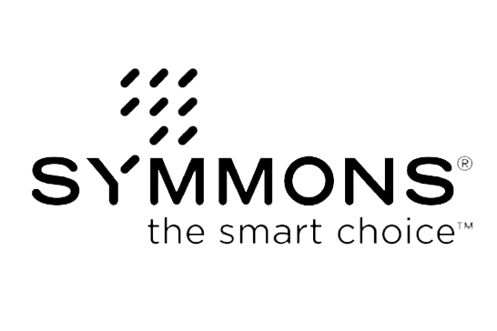 Simmons logo with the tagline 'the smart choice' and a graphic of nine diagonal lines above the name.