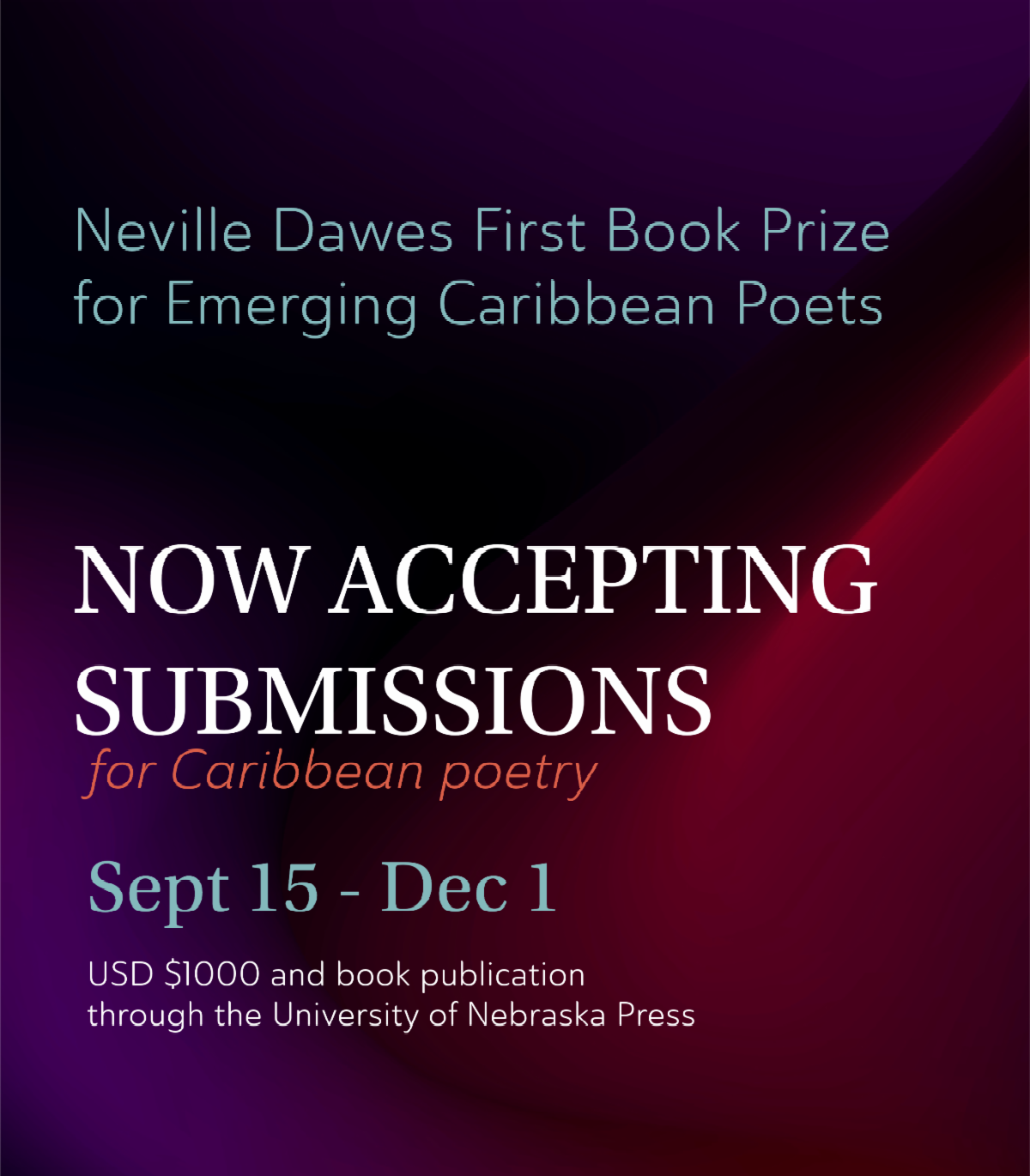Submissions Open for the Neville Dawes First Book Prize for Emerging Caribbean Poets