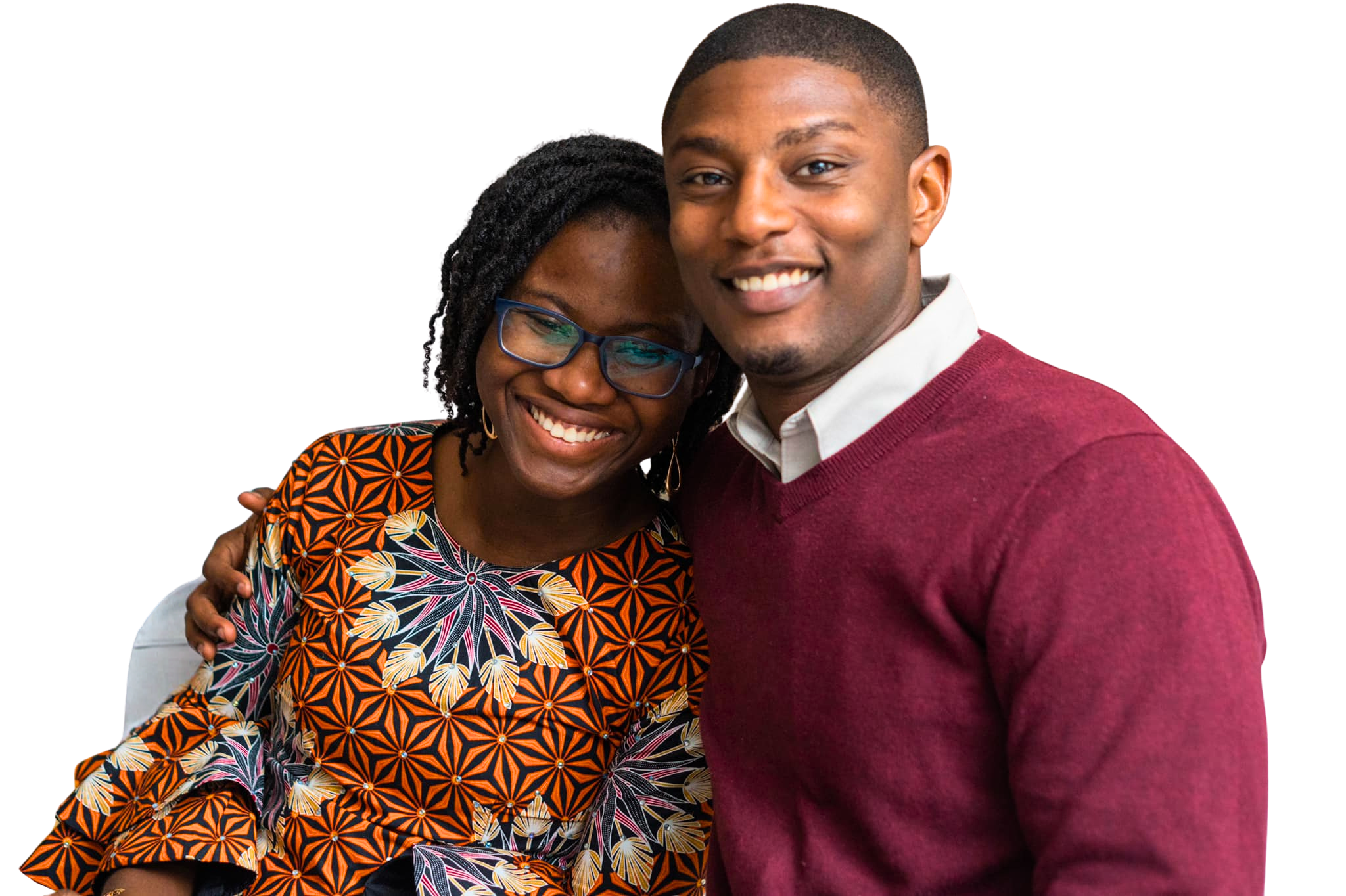 A smiling Black woman with glasses and a smiling Black man, both showing a friendly pose | Professional Organizer and Life Coach | Household Stewardship LLC