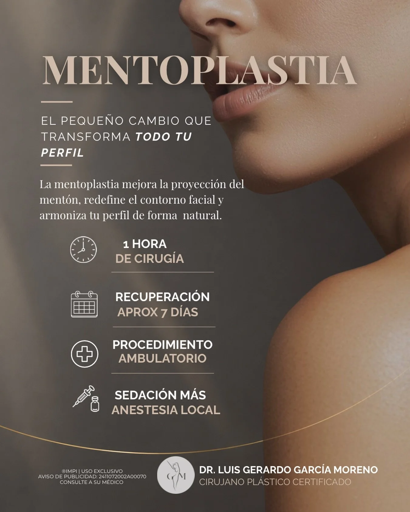 Un peque&ntilde;o cambio en el ment&oacute;n puede transformar el equilibrio de todo el rostro y resaltar tus facciones de forma natural.

📍 Valoraci&oacute;n y procedimiento realizados por un Cirujano Pl&aacute;stico Certificado.

Dr. Luis Gerardo 