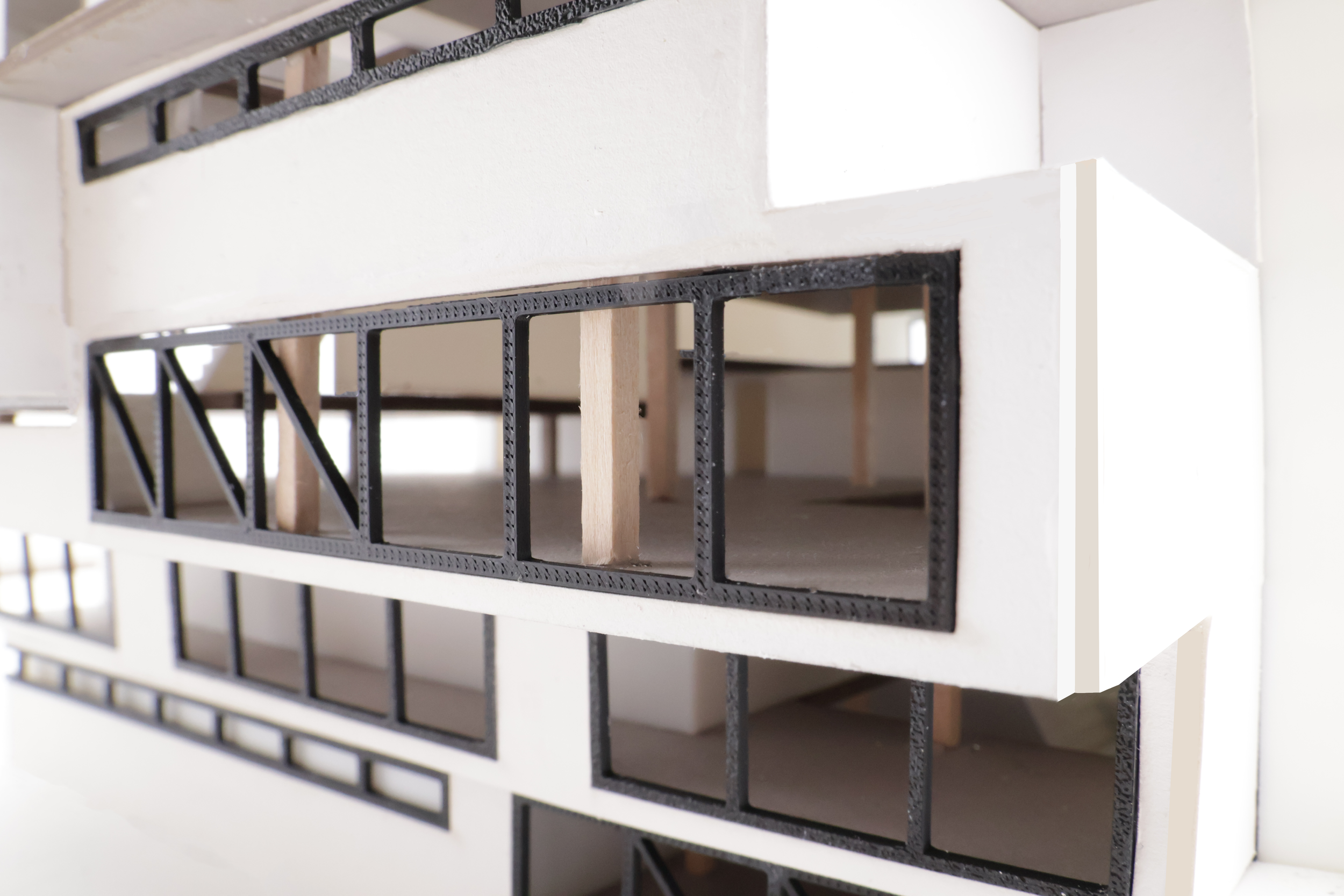 Image of recreation center doll house model south corner facade