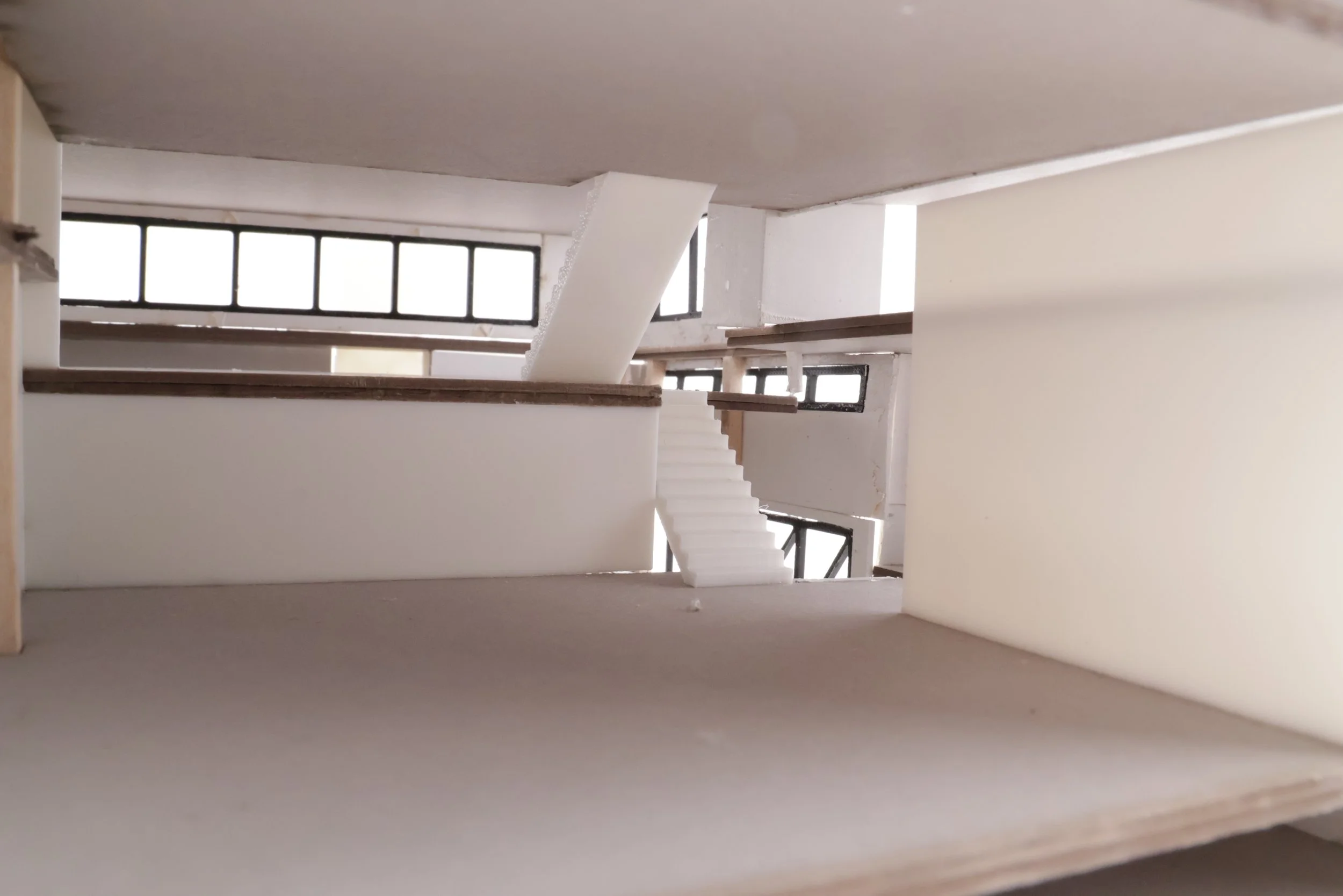 Image of recreation center doll house model interior pickleball court detail