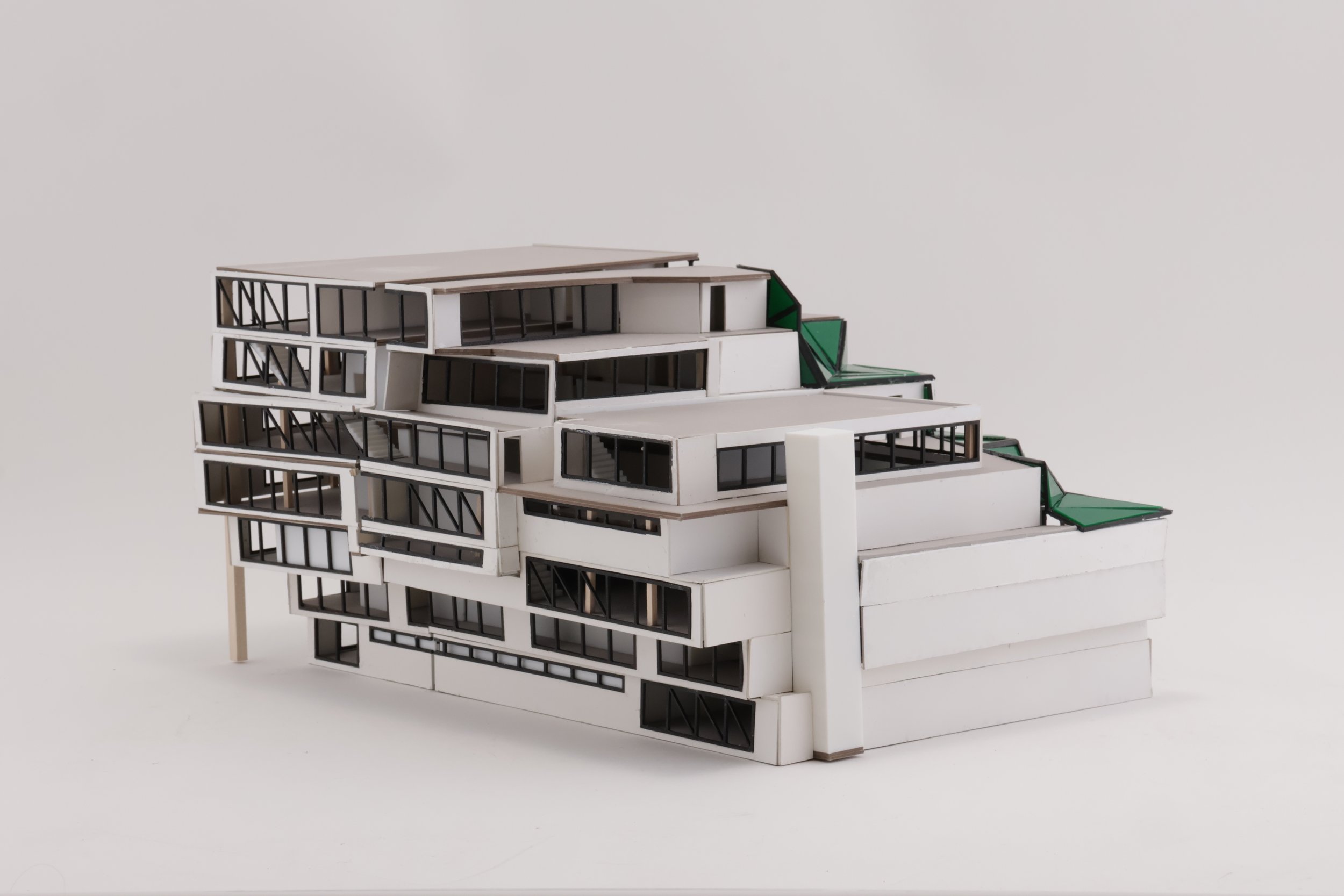 Image of recreation center doll house model east corner facade