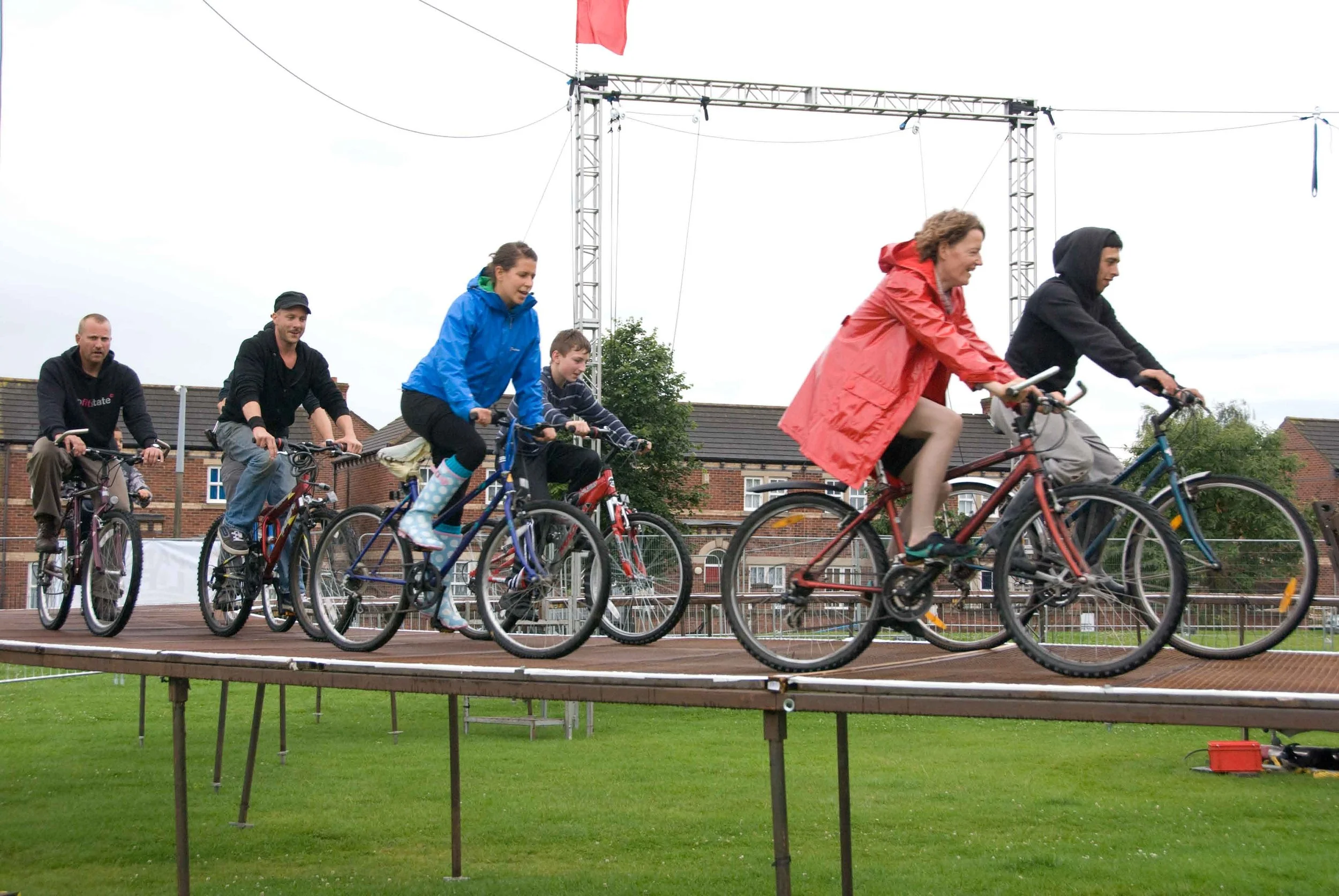 Community groups brought their hobbies to the table...  bicycle ballet...