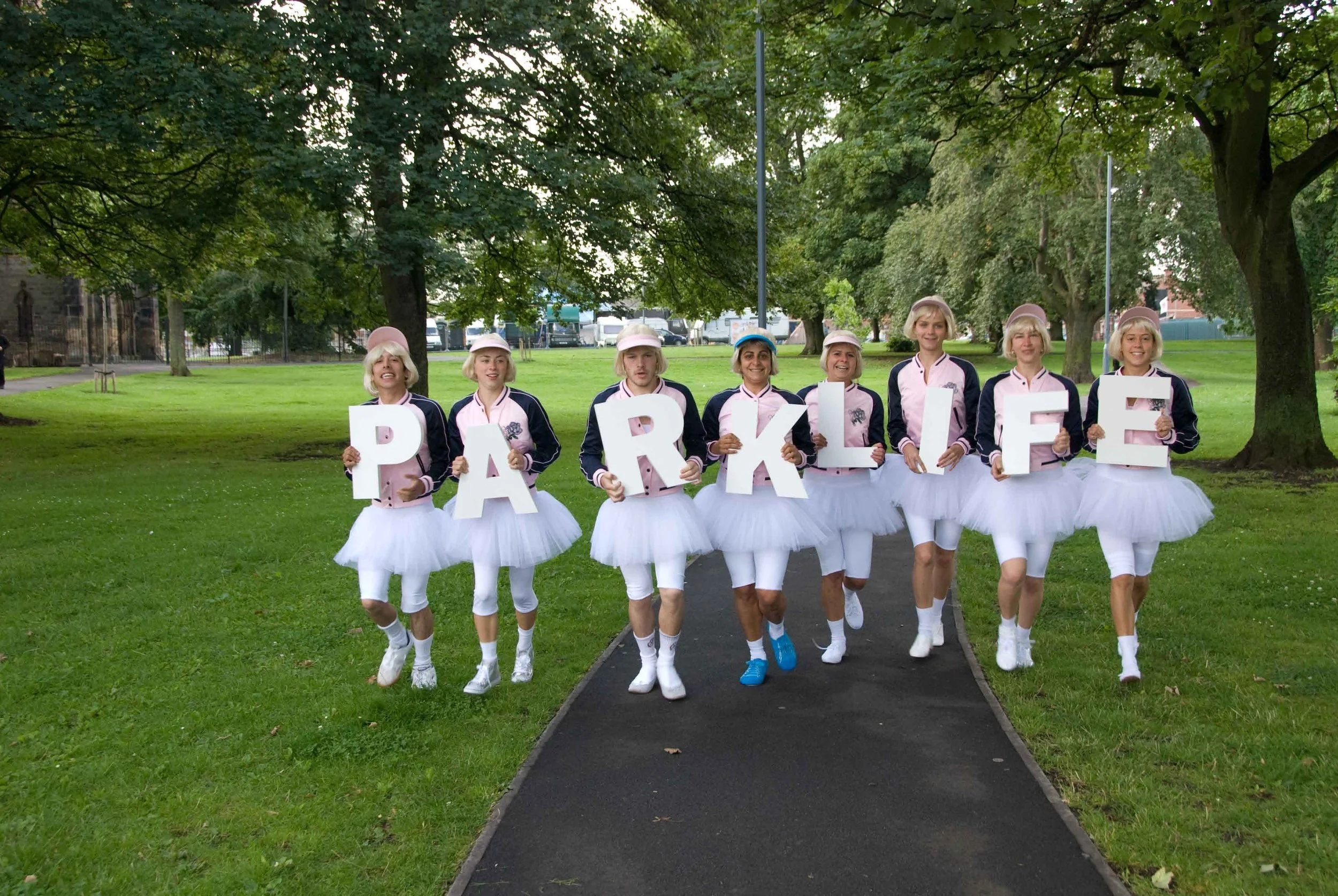 Performers created interventions in the park 