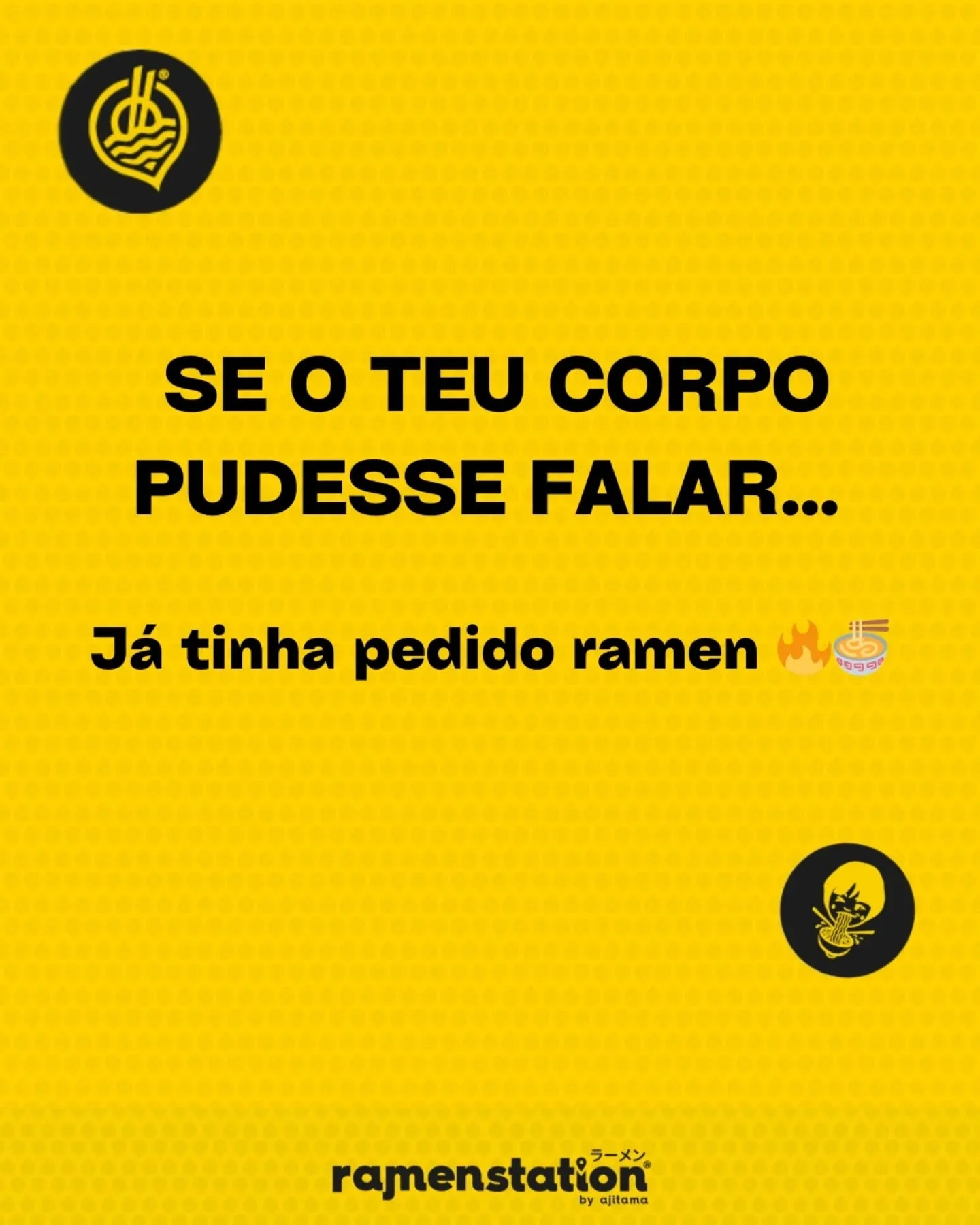 N&atilde;o ignores sinais.
Trata-te bem &rarr; pede delivery. 😌🍜

🚉 Esta&ccedil;&atilde;o do Campo Pequeno&nbsp;
📍Campo Pequeno, 12, Lisboa
Aberto todos os dias:
🕛 2&ordf; a Dom: 12h00-22h00

🚉 Esta&ccedil;&atilde;o de Benfica
📍Travessa Vint&e