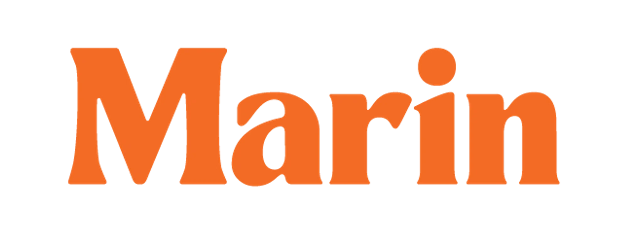 Orange Marin logo on a black background