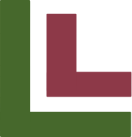 Close-up of a colorful letter L with green and burgundy sections.